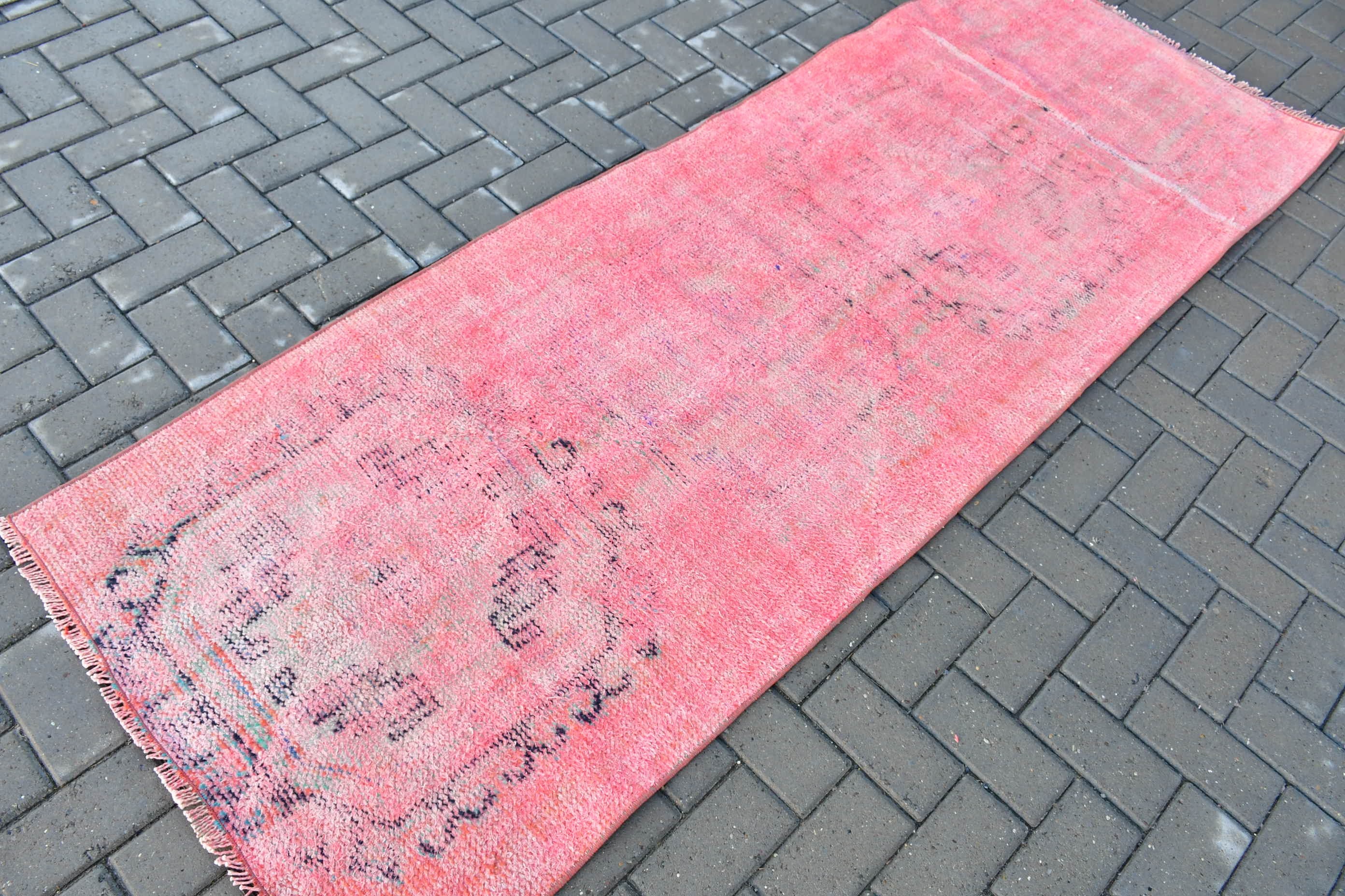 Old Rug, Pink Cool Rug, Anatolian Rug, Turkish Rug, 2.8x8 ft Runner Rugs, Vintage Rug, Rugs for Stair, Hallway Rug, Moroccan Rug, Floor Rug