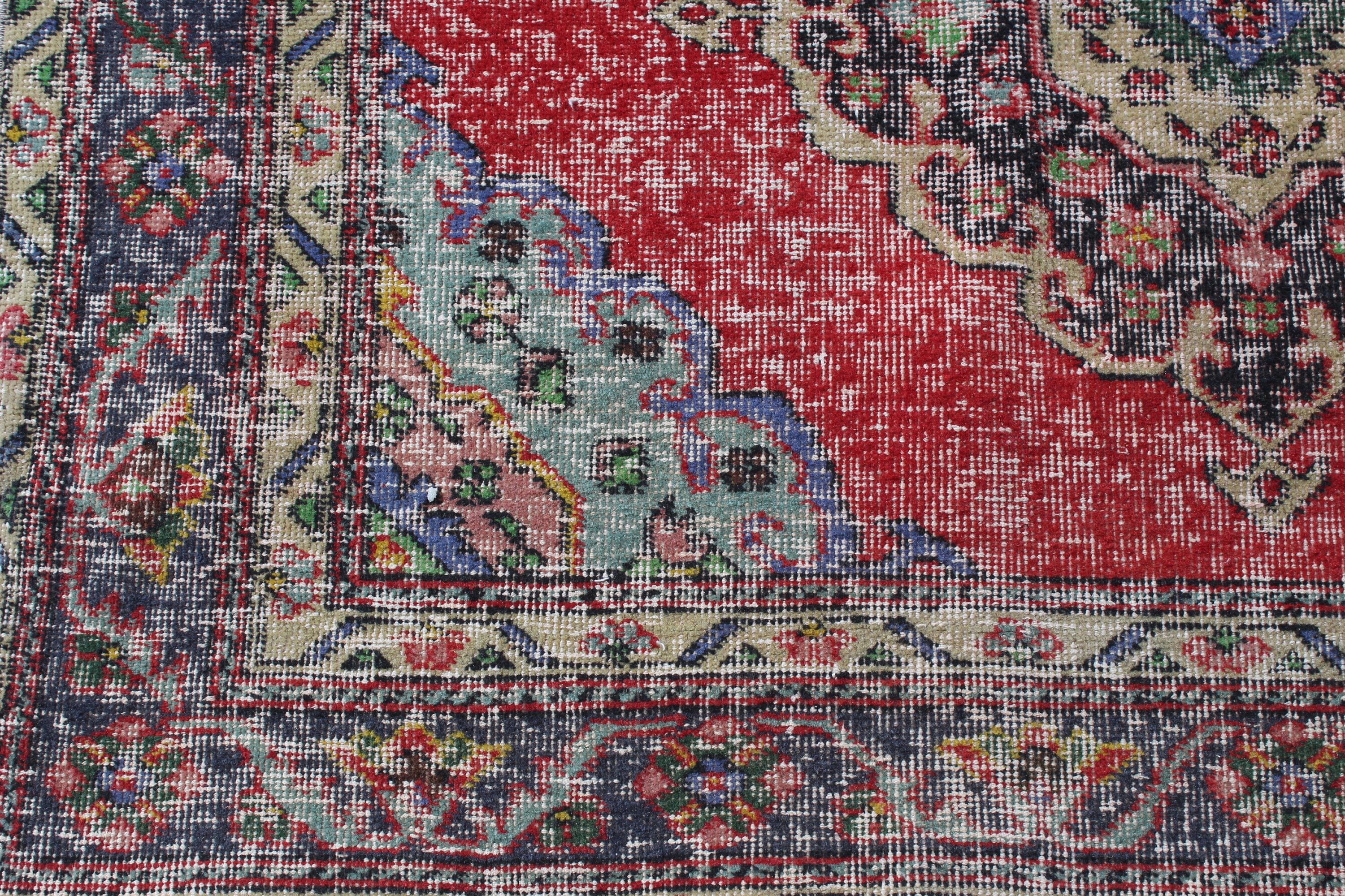 Red Bedroom Rug, Floor Rugs, 4.7x12.4 ft Runner Rug, Bedroom Rug, Kitchen Rugs, Oriental Rugs, Long Runner Rug, Turkish Rug, Vintage Rug