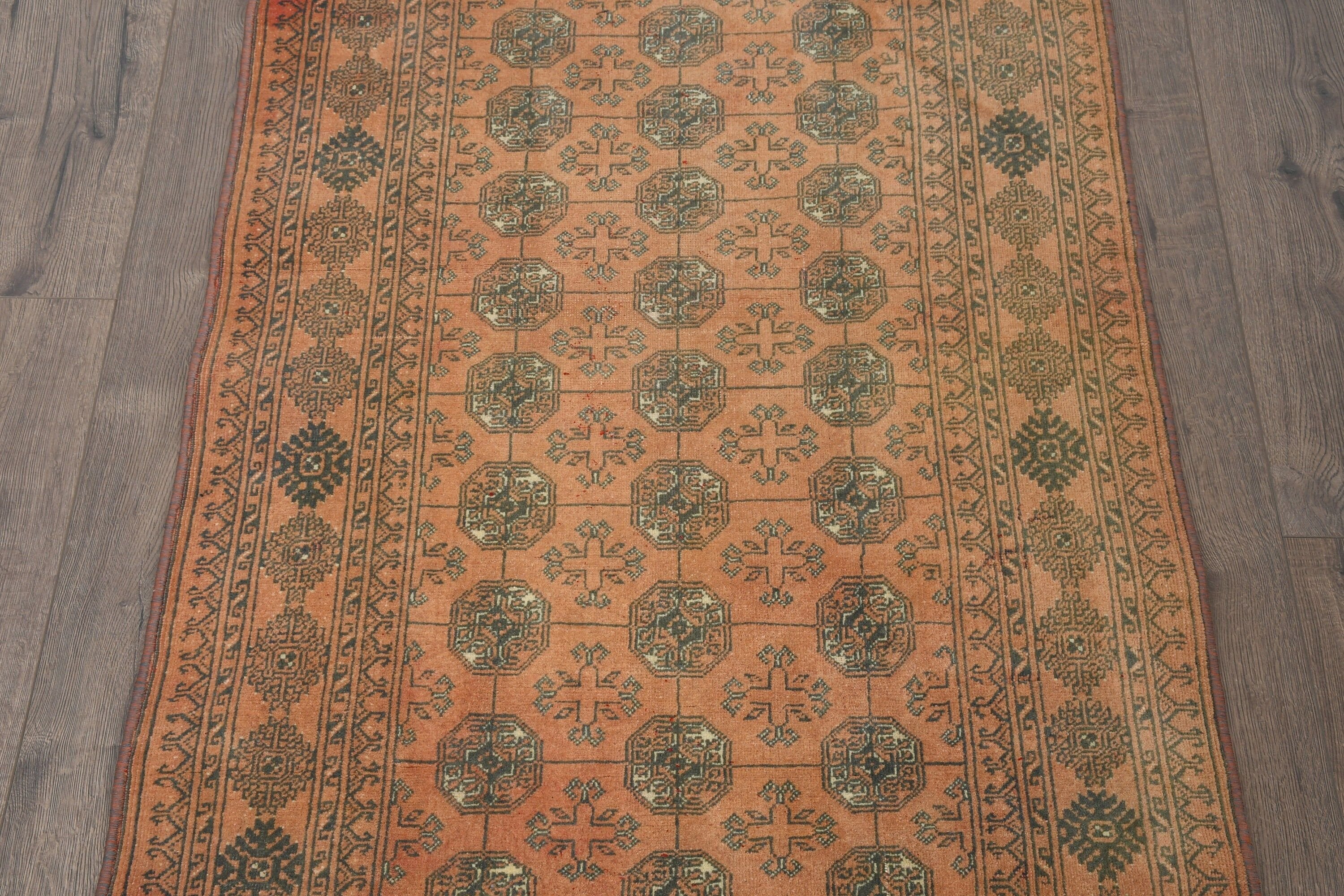 Turkish Rug, Vintage Rug, Orange  2.7x9.4 ft Runner Rug, Hallway Rug, Art Rugs, Oushak Rug, Bedroom Rugs, Rugs for Corridor