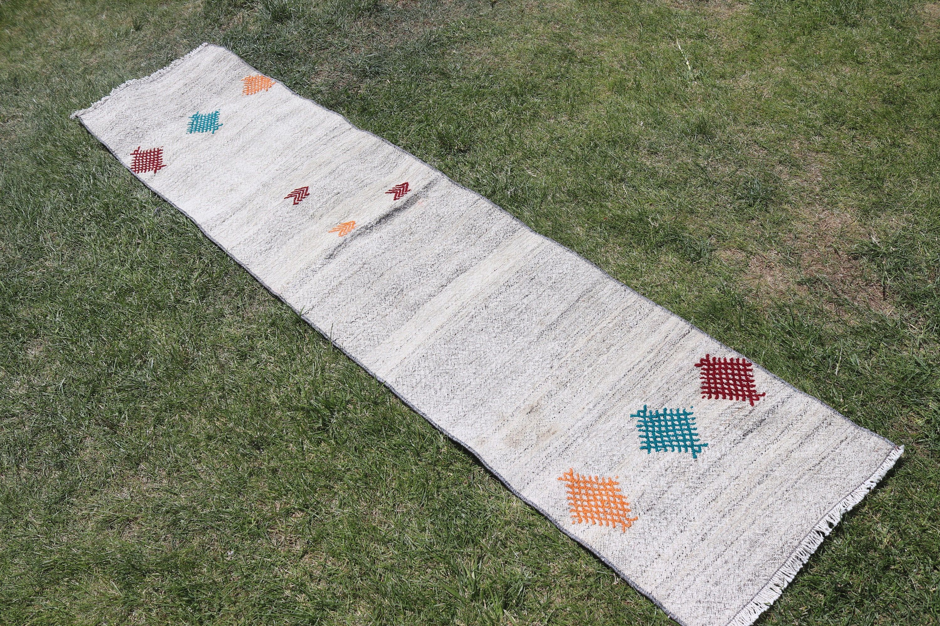 Kilim, Vintage Runner Halı, 1.6x7.2 ft Runner Halılar, Vintage Halılar, Bej Boho Halılar, Mutfak Halısı, El Dokuma Halı, Koridor Halısı, Türk Halıları