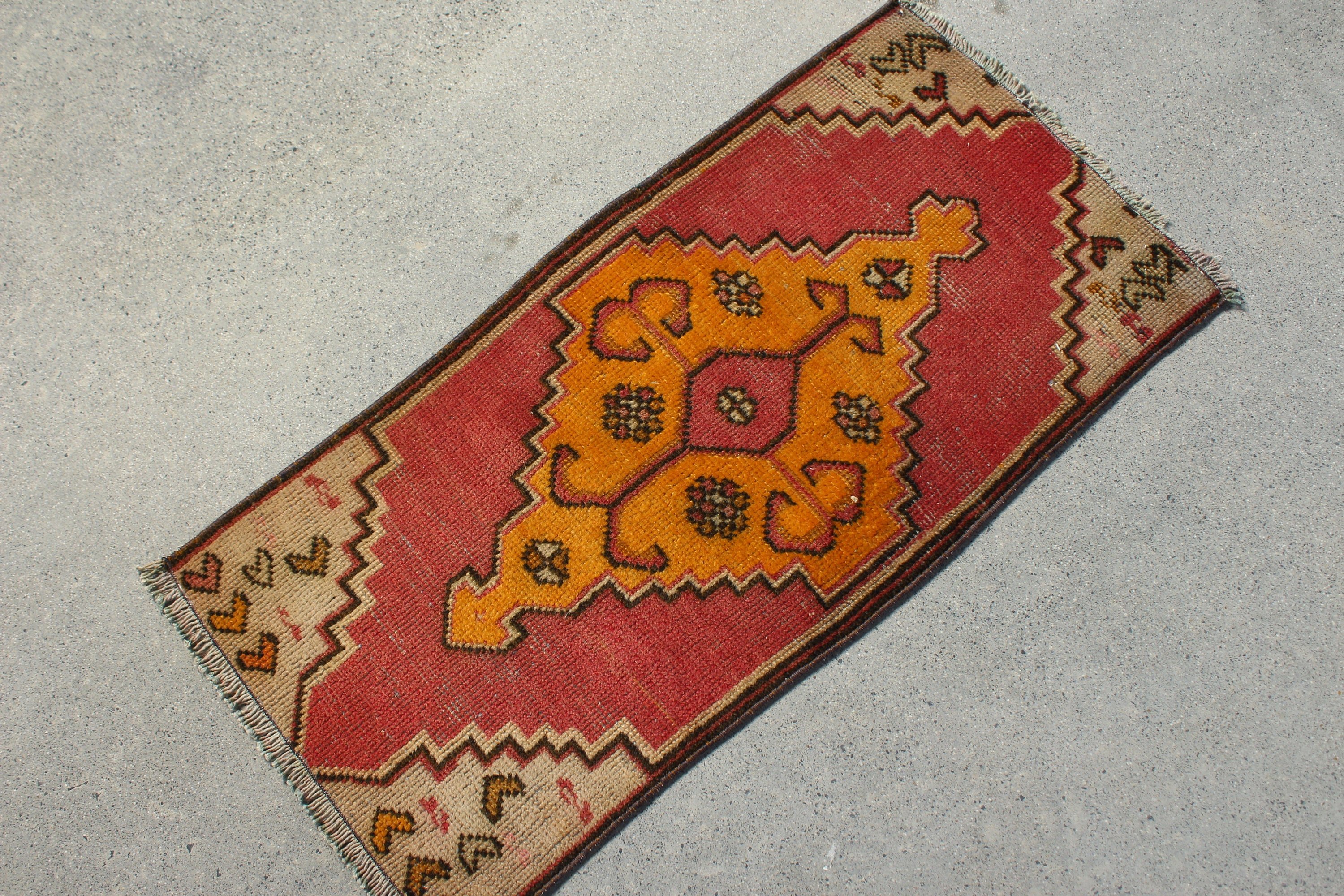 Kırmızı Ev Dekor Halısı, 1.3x2.8 ft Küçük Halı, Boho Halısı, Fas Halıları, Türk Halısı, Vintage Halı, Banyo Halıları, Yatak Odası Halısı, Antika Halı