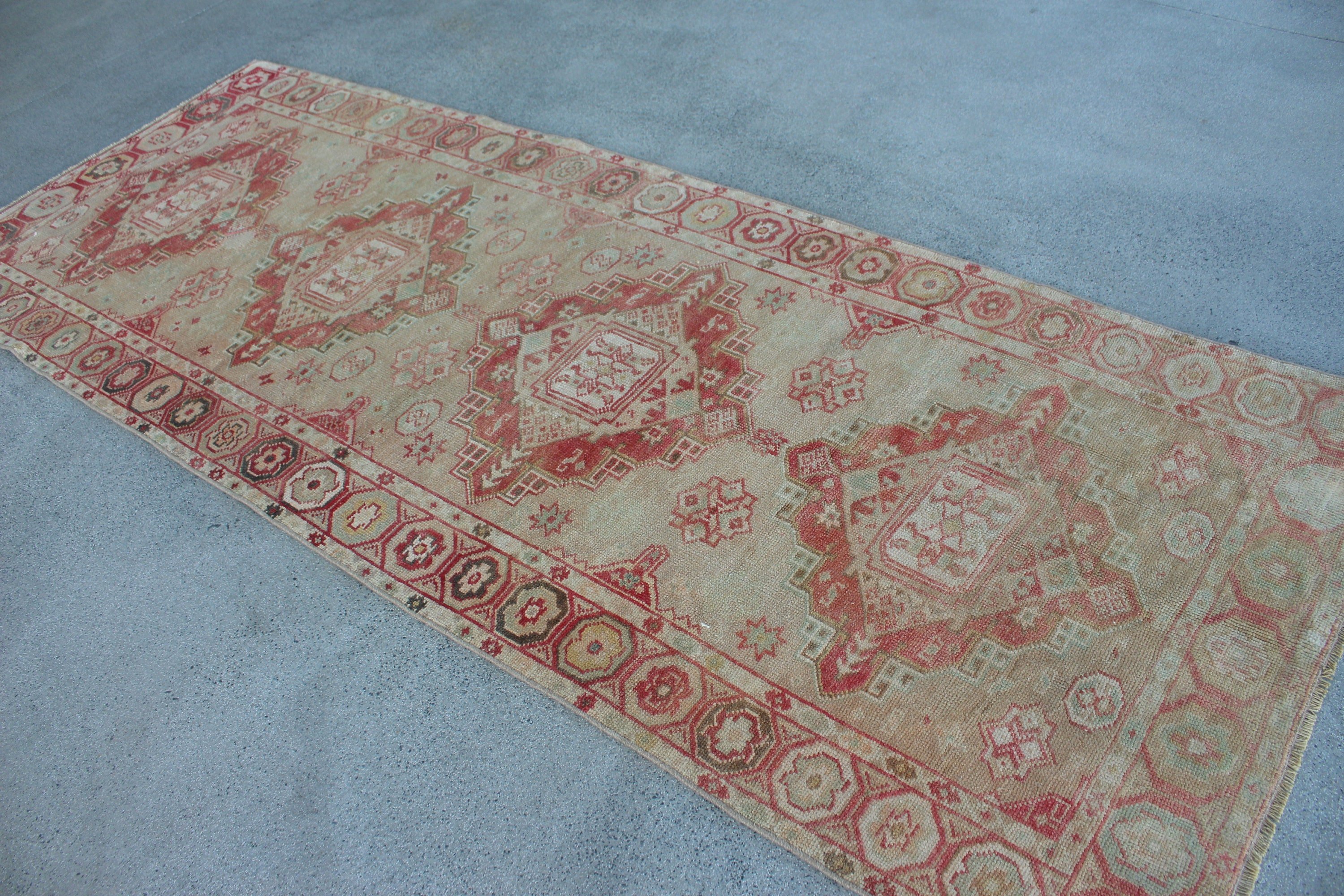 3.8x9.7 ft Runner Rug, Oriental Rug, Custom Rug, Oushak Rug, Vintage Rugs, Rugs for Runner, Turkish Rug, Corridor Rug, Beige Home Decor Rug