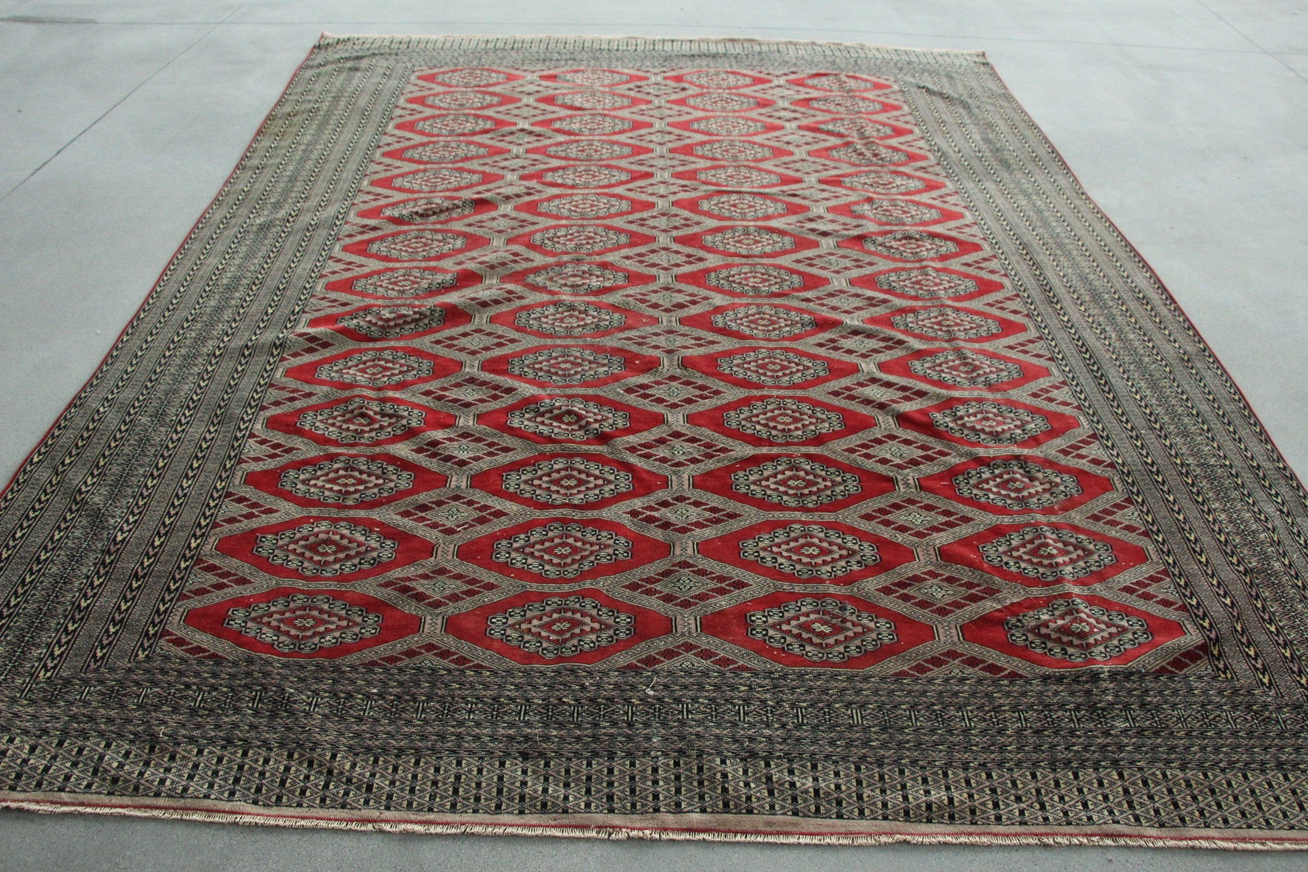 Vintage Halı, Yer Halısı, Yurt Halısı, Anadolu Halısı, Oturma Odası Halısı, 7.9x10.6 ft Büyük Boy Halı, Salon Halıları, Kırmızı Soğuk Halı, Türk Halısı, Boho Halısı