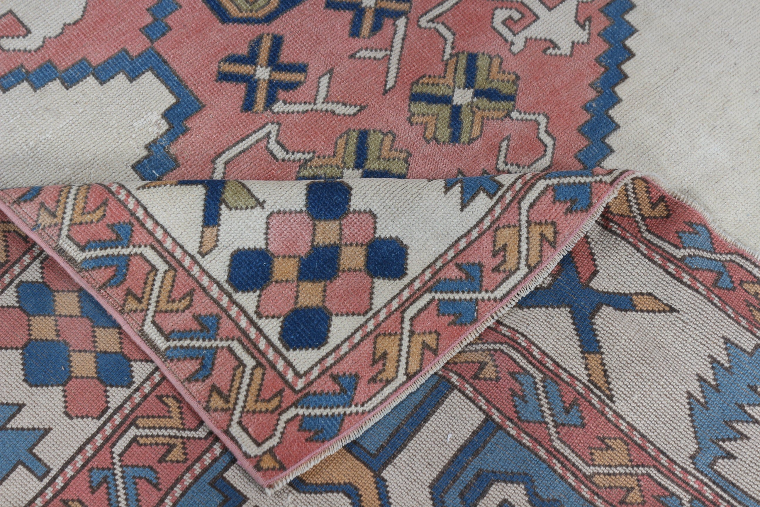 Aztek Halıları, Türk Halısı, Yemek Odası Halısı, Geometrik Halılar, Vintage Halı, 6.4x10 ft Büyük Halı, Yer Halısı, Mavi Düz Dokuma Halılar, Büyük Boho Halılar