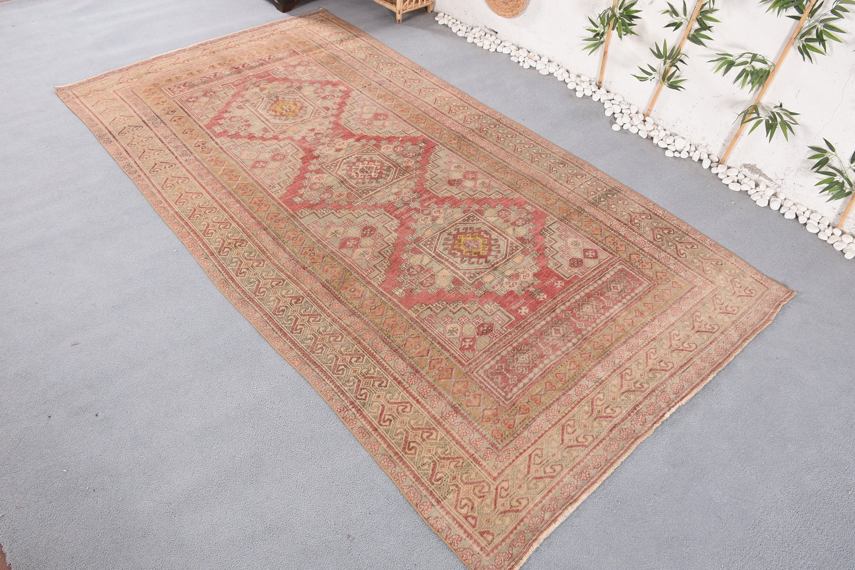 Turkish Rugs, 5.7x10.6 ft Large Rug, Living Room Rugs, Vintage Rugs, Nomadic Rug, Home Decor Rugs, Red Bedroom Rug, Salon Rugs, Oushak Rugs