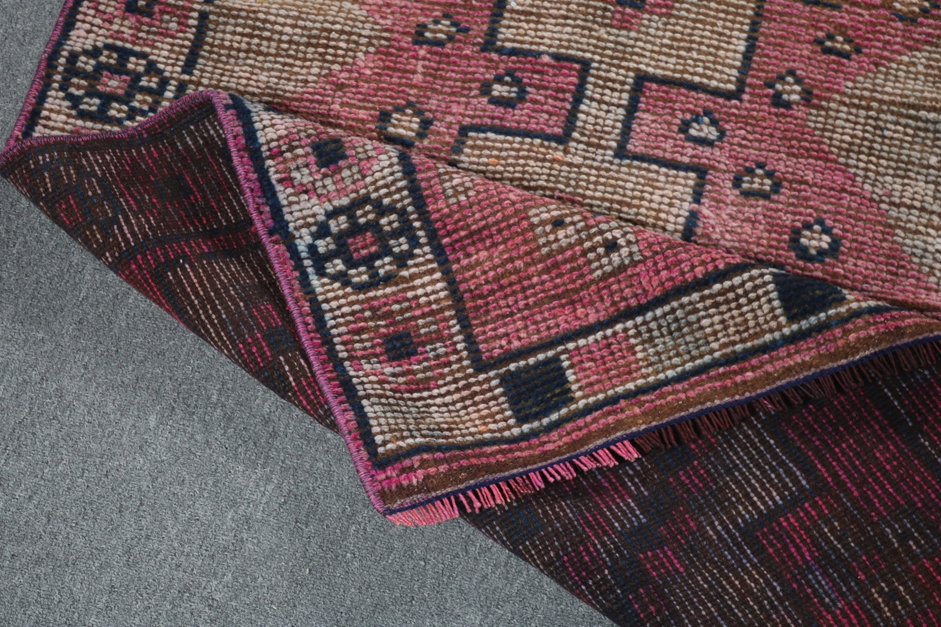 Mutfak Halıları, Boho Halıları, Vintage Halı, El Dokuma Halı, Türk Halıları, Türkiye Halısı, Pembe 2.7x9.5 ft Runner Halıları, Koridor Halıları