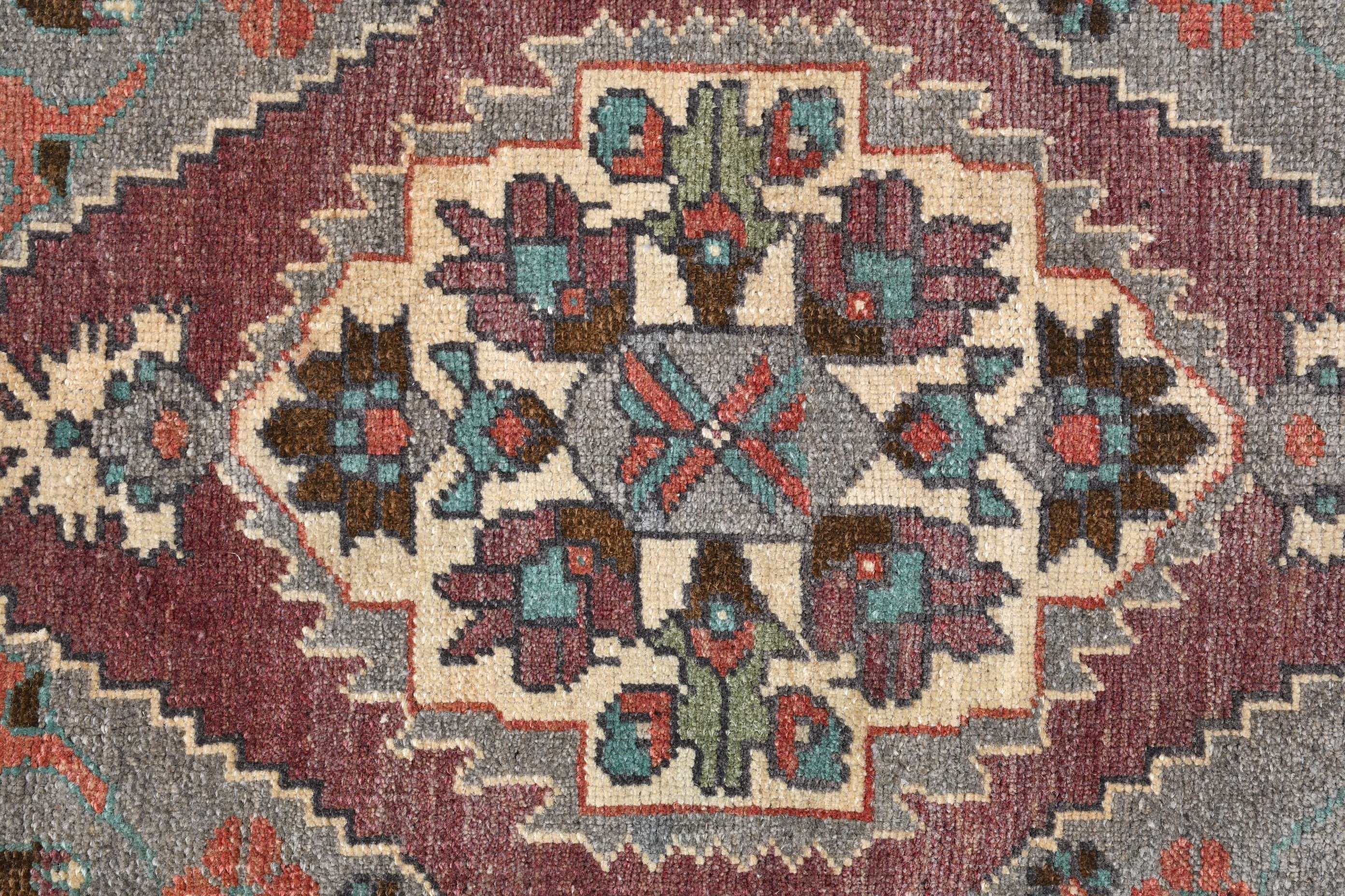 Kitchen Rug, Antique Rug, 1.3x3.5 ft Small Rug, Wool Rugs, Bedroom Rug, Gray Anatolian Rug, Rugs for Car Mat, Vintage Rug, Turkish Rug
