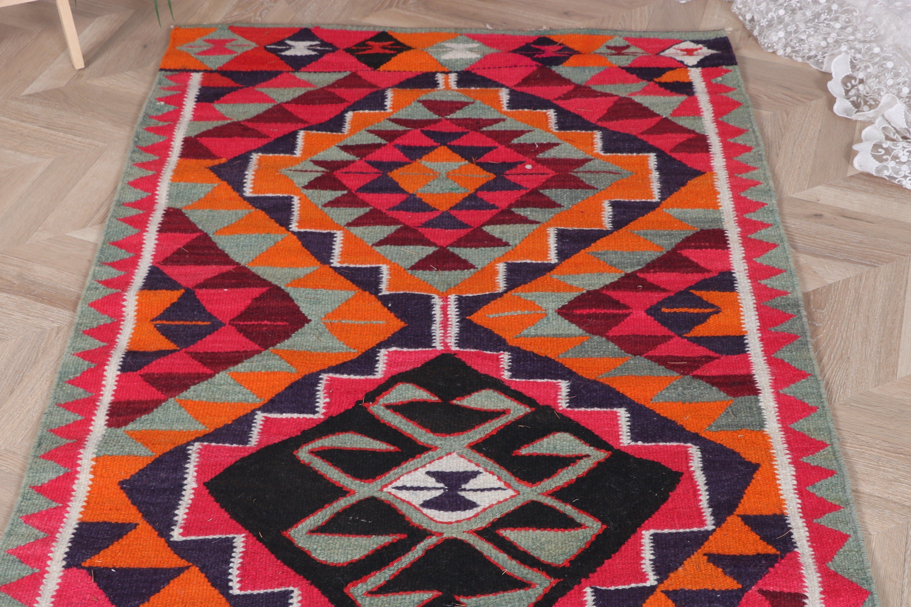 Boho Halı, Türk Halıları, Gökkuşağı Modern Halılar, Koridor Halısı, Vintage Runner Halıları, Vintage Halılar, Fas Halıları, 3,3x11,3 ft Runner Halıları