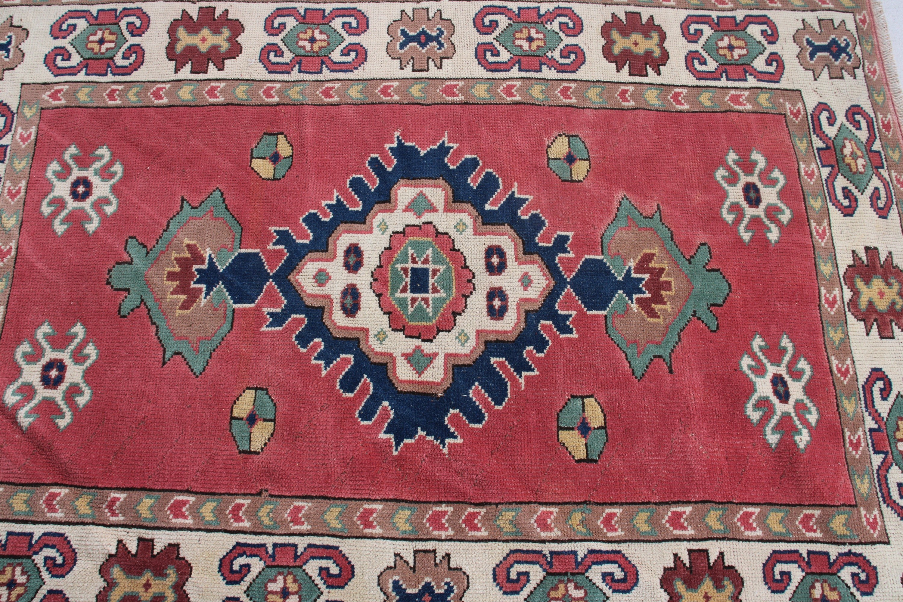 Oturma Odası Halıları, Boho Alanı Halıları, Vintage Halı, Yer Halısı, 4,2x5,8 ft Alan Halısı, Oryantal Halı, Türk Halısı, Kırmızı El Dokuma Halılar