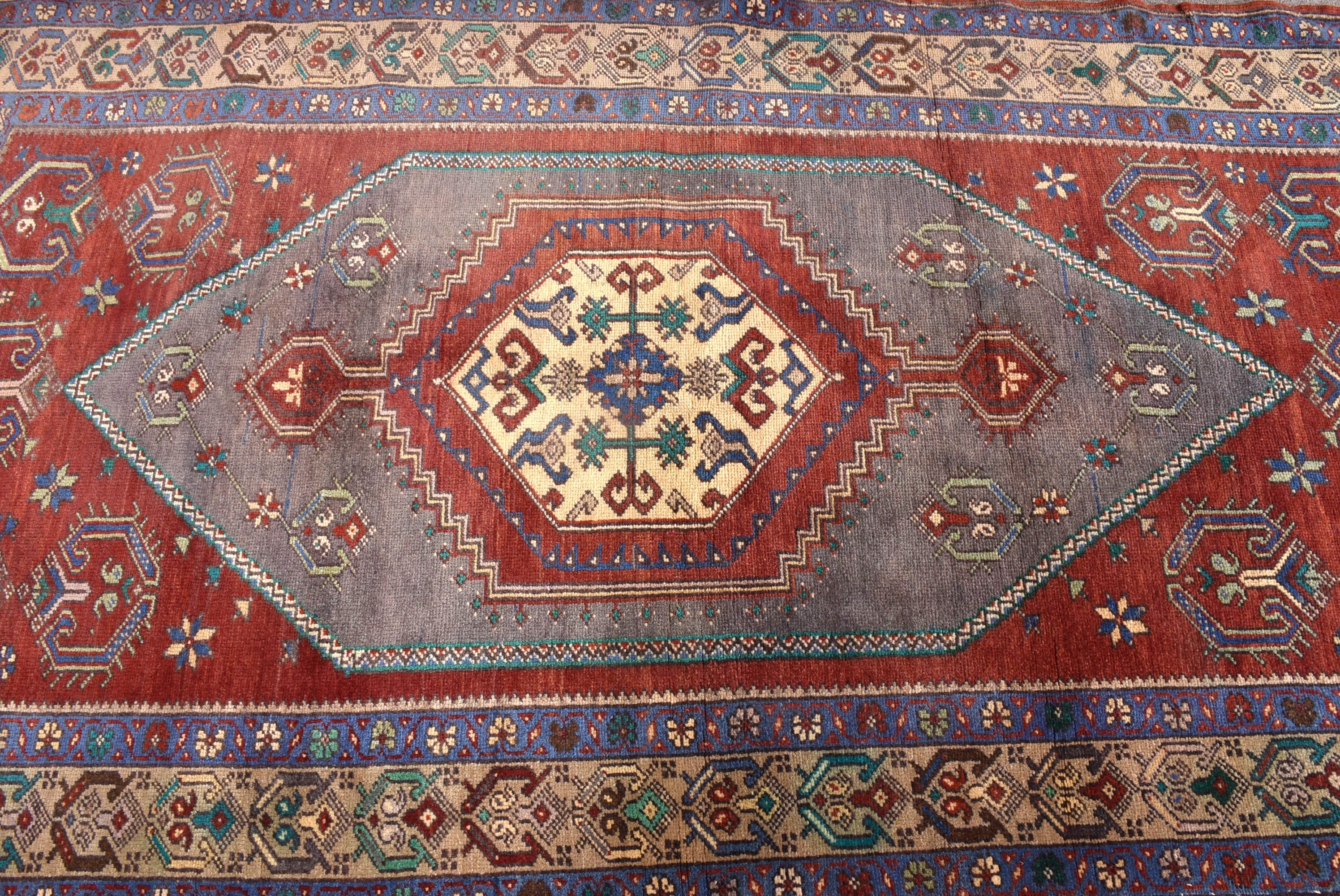 Kırmızı Oushak Halılar, Vintage Halılar, Türk Halıları, 3,9x7,4 ft Alan Halıları, Boho Halı, Boho Bölge Halıları, Etnik Halı, Mutfak Halısı, Vintage Alan Halıları