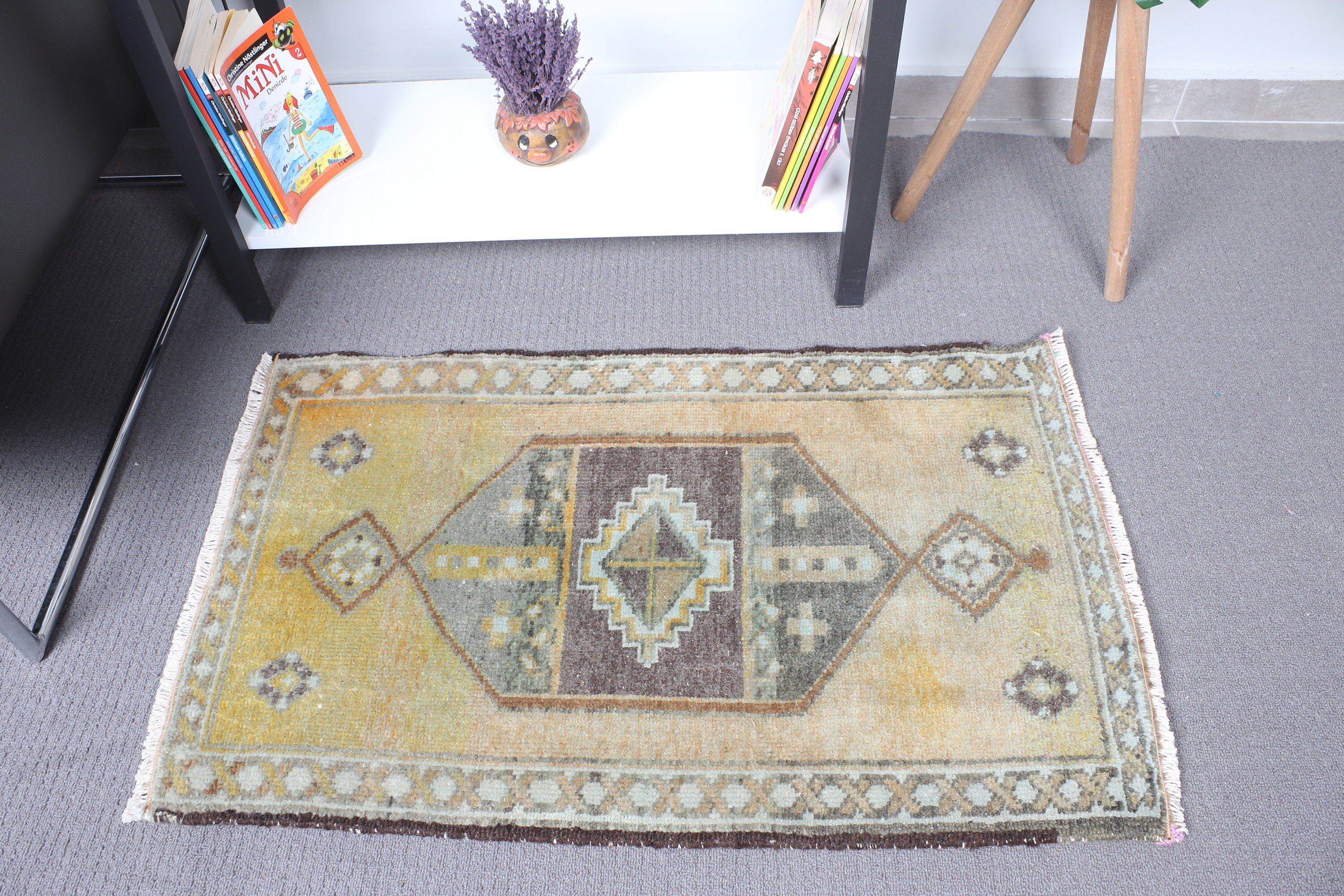 1.8x2.9 ft Küçük Halı, Düz Dokuma Halı, Aztek Halıları, Türk Halıları, Yeşil Anadolu Halısı, Araba Paspas Halısı, Çocuk Halısı, Vintage Halılar, Nötr Halı