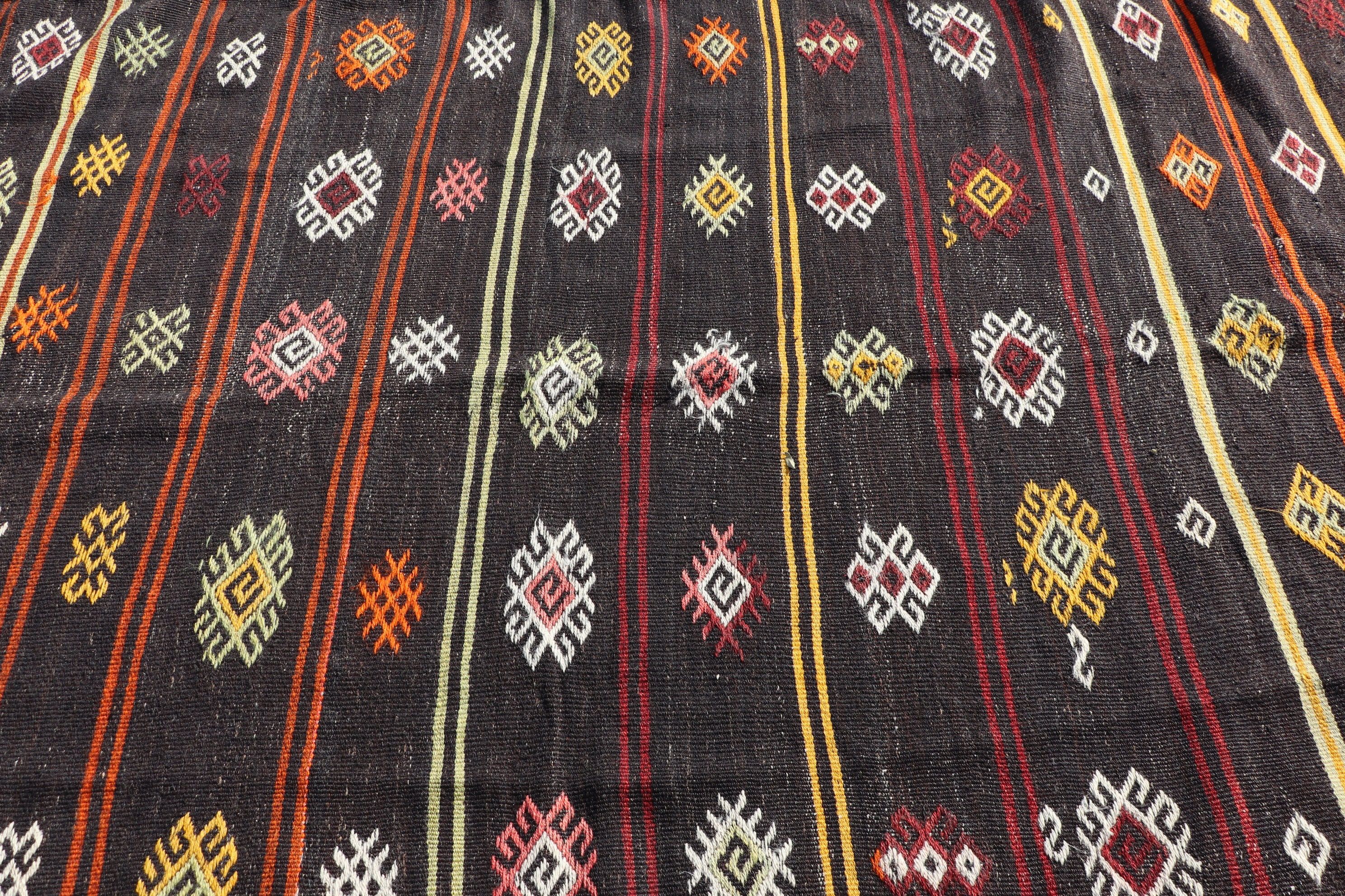 Salon Halıları, Yatak Odası Halısı, Türkiye Halıları, Salon Halıları, Türk Halıları, Kilim, 6x13.6 ft Büyük Boy Halılar, Siyah Oushak Halı, Oushak Halı, Vintage Halılar