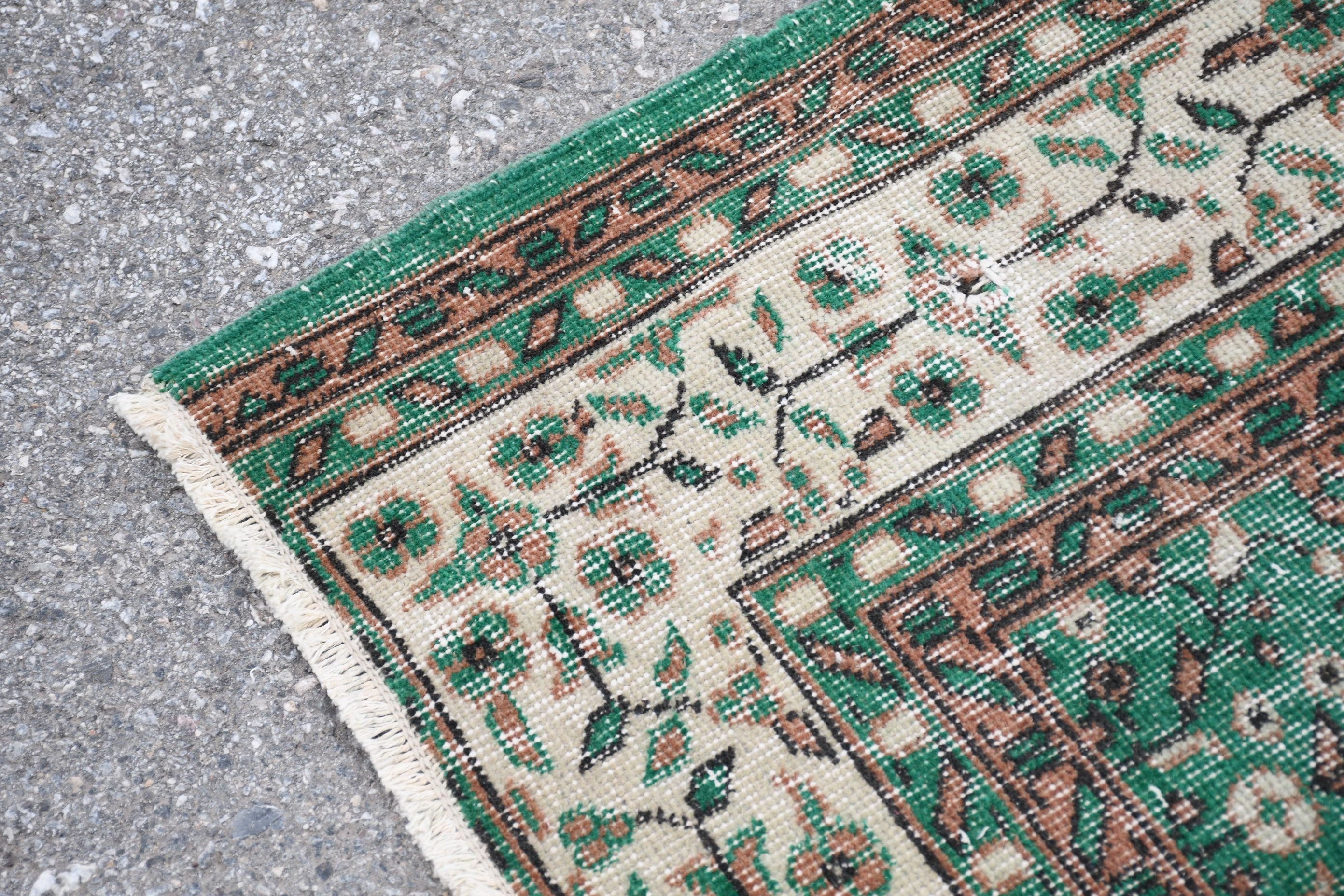 Vintage Rugs, Turkish Rugs, Living Room Rug, Home Decor Rug, 7.1x9.5 ft Large Rugs, Green Wool Rug, Dining Room Rug