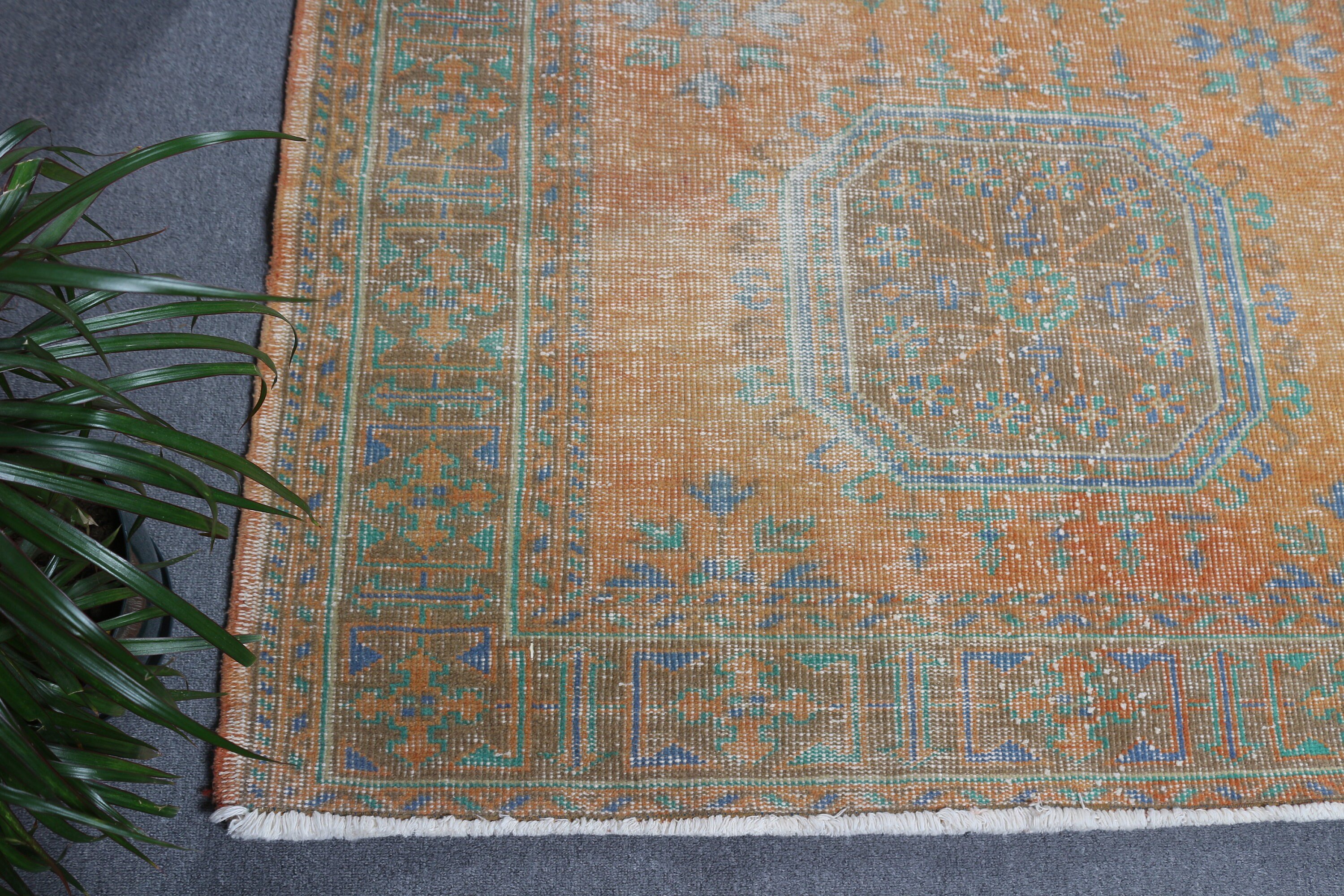 Orange Antique Rug, 4.8x11.2 ft Large Rug, Wool Rug, Cool Rug, Bedroom Rug, Turkish Rugs, Rugs for Dining Room, Vintage Rugs, Salon Rug