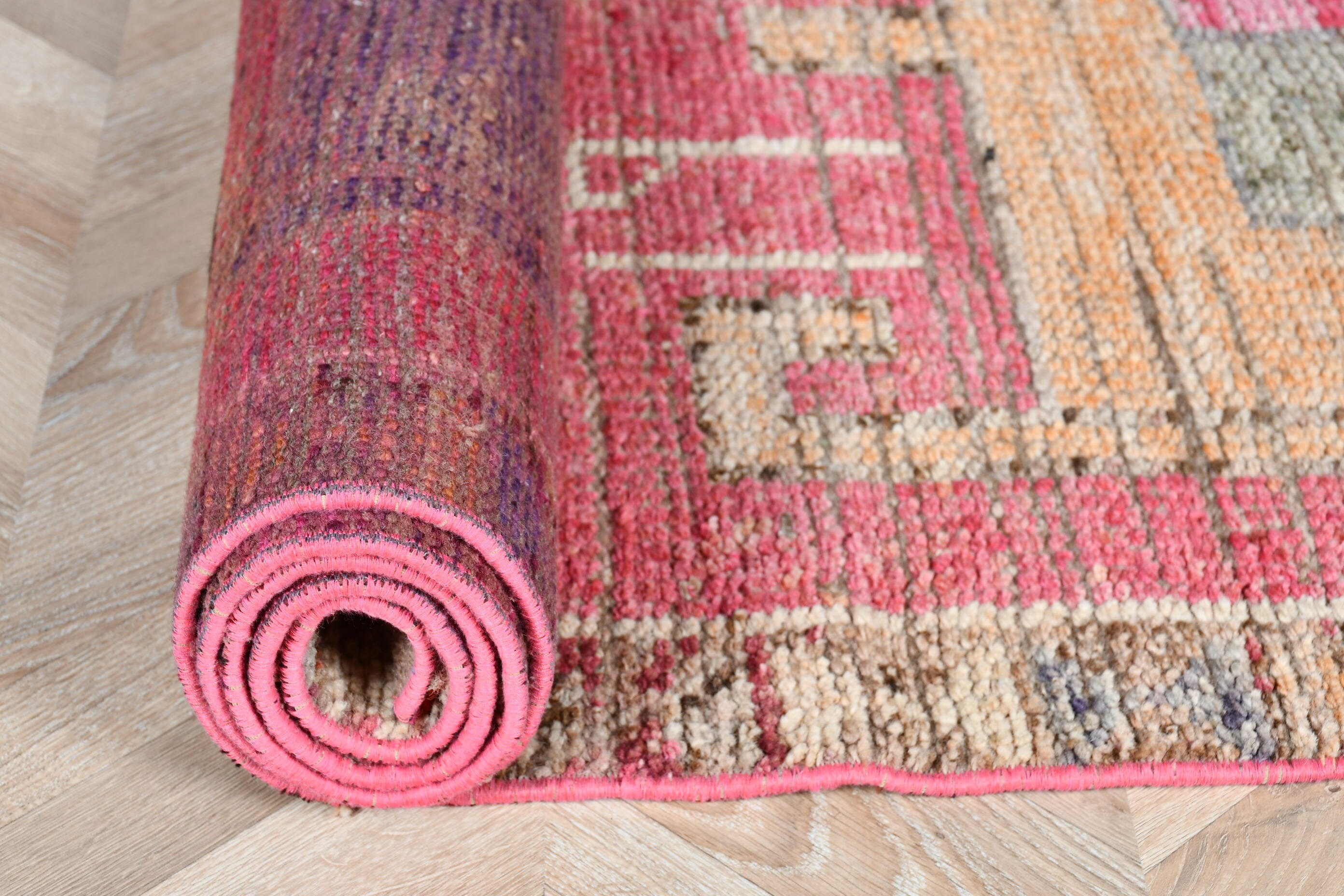 Rugs for Runner, Turkish Rug, Vintage Rugs, Wool Rug, Kitchen Rug, Hallway Rugs, 3.3x10.5 ft Runner Rugs, Pink Oriental Rug, Anatolian Rug