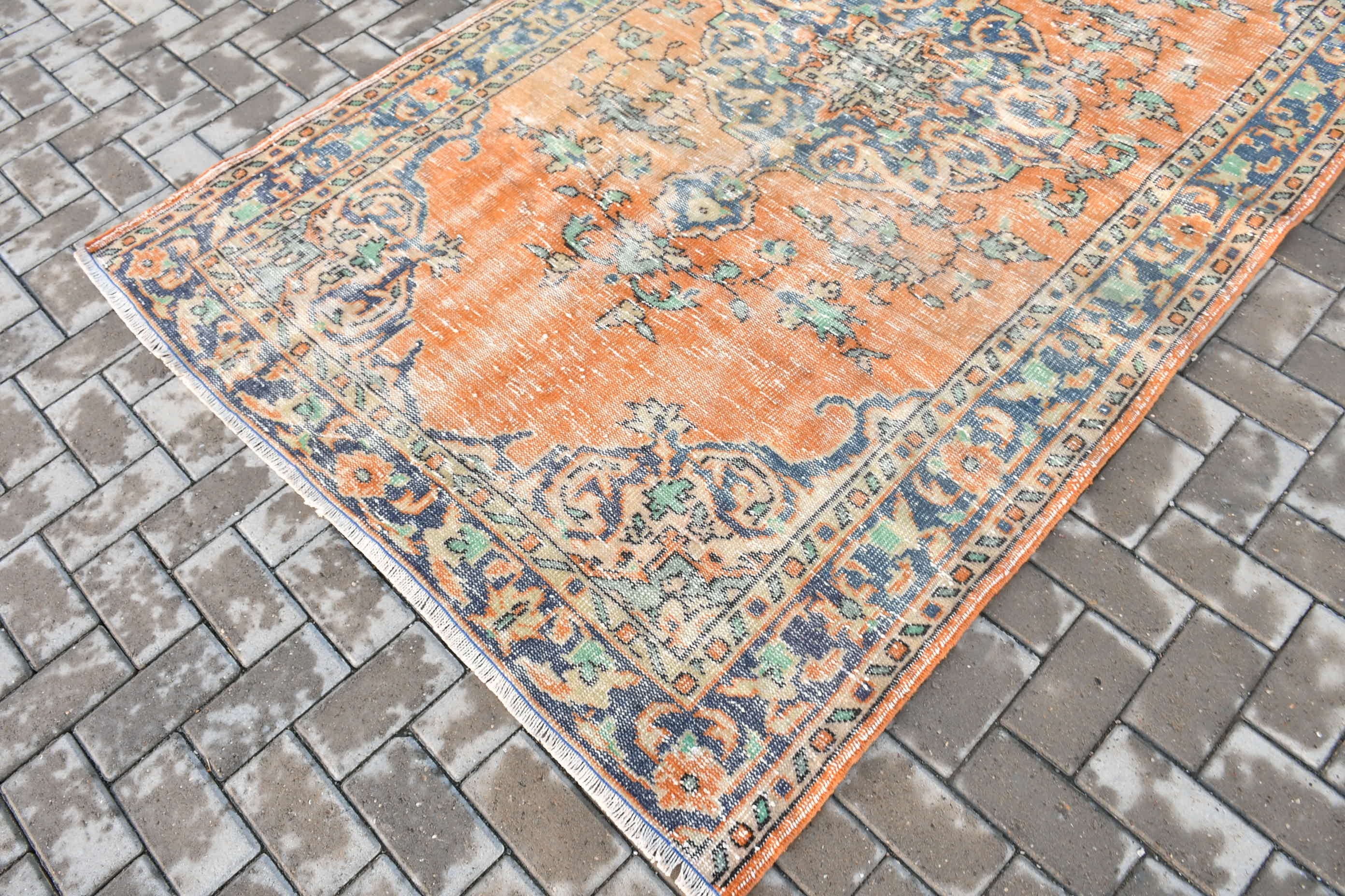 Living Room Rug, Orange Bedroom Rug, Turkish Rugs, Rugs for Salon, Vintage Rugs, Anatolian Rugs, Oriental Rug, 4.9x8.3 ft Large Rug