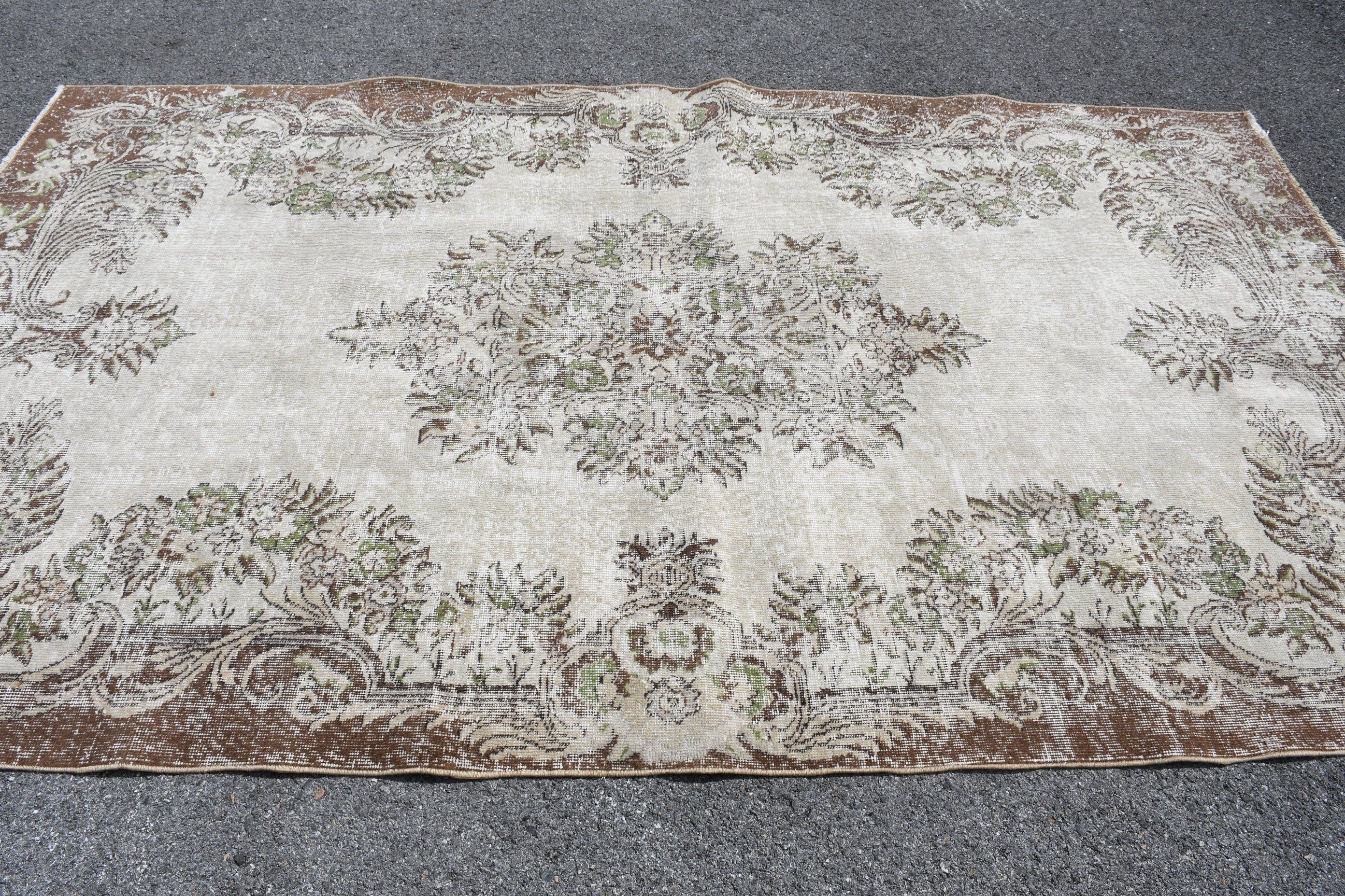 Anatolian Rug, Kitchen Rug, Turkish Rug, Dining Room Rug, Pale Rug, 5.3x9 ft Large Rug, Vintage Rugs, Living Room Rug, Beige Antique Rugs