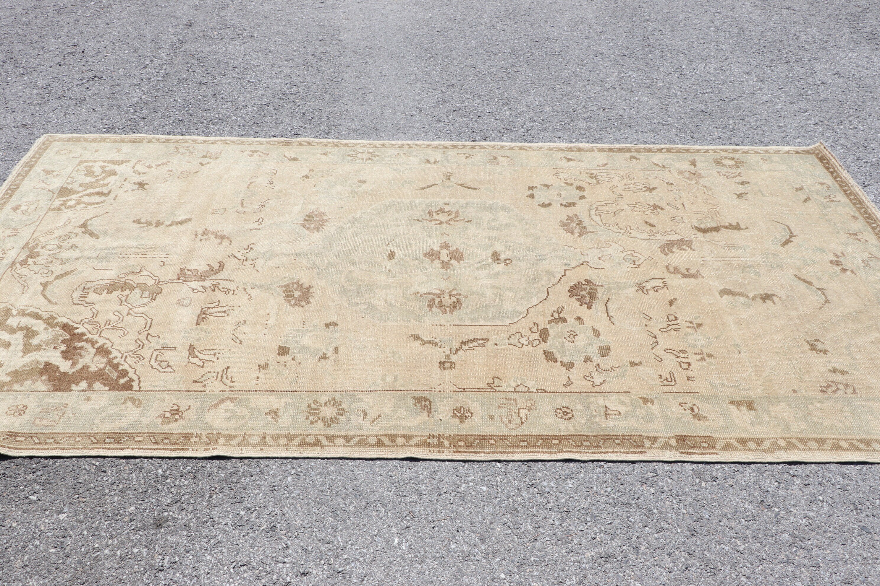 Floor Rugs, Living Room Rug, Vintage Rugs, Bedroom Rug, Turkish Rug, Beige Kitchen Rugs, Designer Rug, 4.4x9.1 ft Large Rug