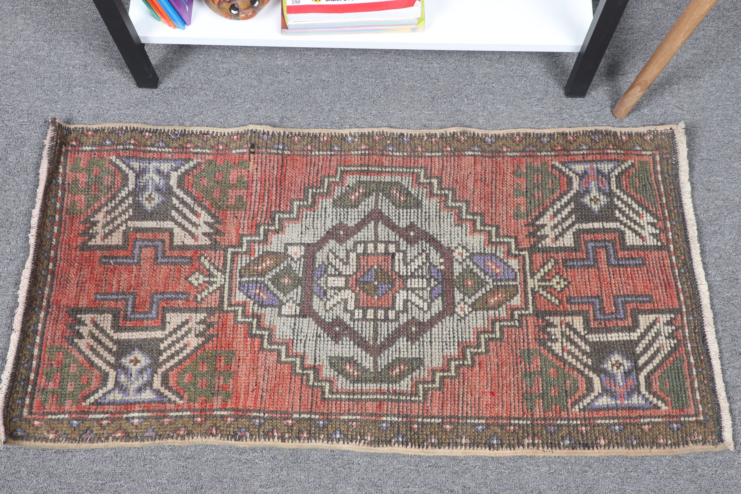 Entry Rug, Bathroom Rugs, Turkish Rug, Turkey Rug, 1.6x3.2 ft Small Rug, Red Anatolian Rug, Vintage Rug, Home Decor Rug, Bedroom Rug