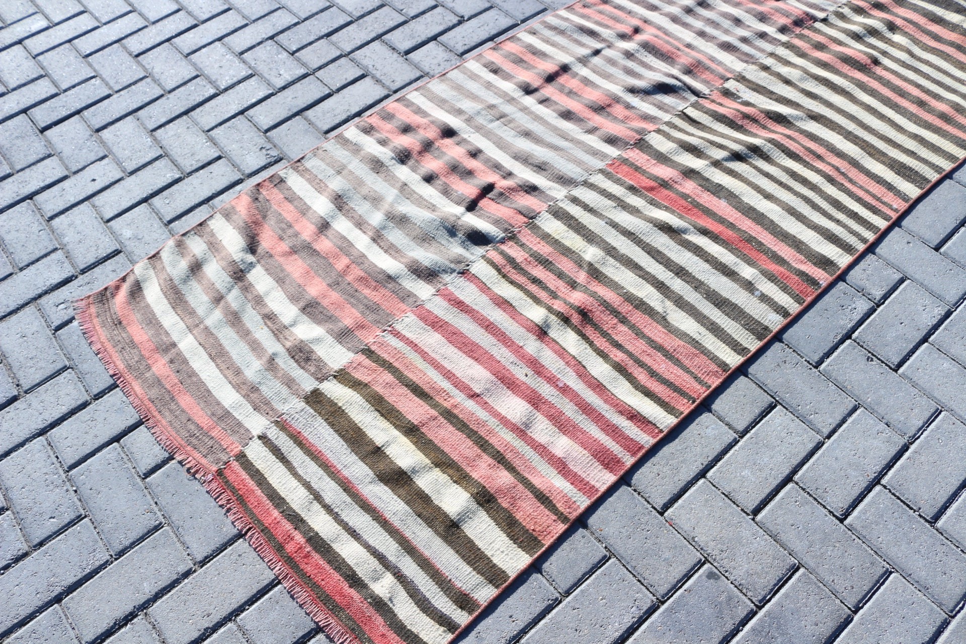 Kilim, Bej Ev Dekorasyonu Halısı, Merdiven Halıları, Yatak Odası Halıları, Türk Halıları, 3.3x10 ft Runner Halısı, Koridor Halısı, Sanat Halısı, Vintage Halı, Anadolu Halısı