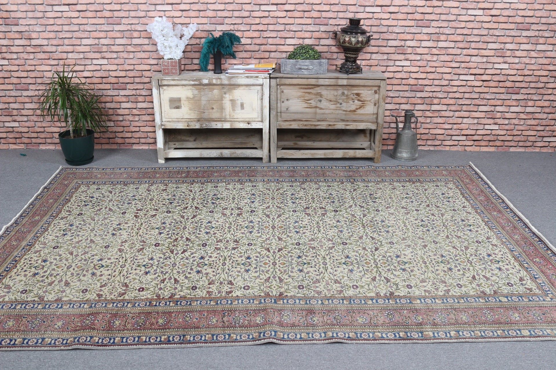 6.4x9.6 ft Large Rugs, Beige Floor Rugs, Turkish Rug, Bedroom Rugs, Vintage Rugs, Rugs for Living Room, Living Room Rugs