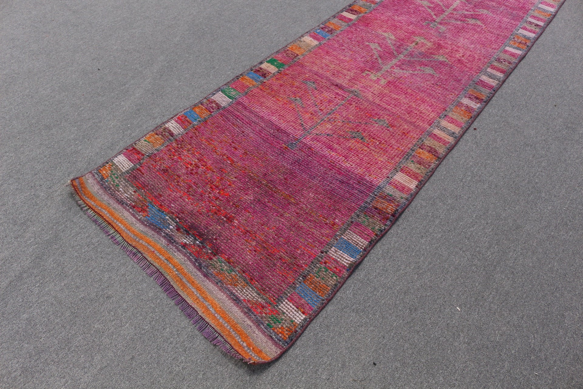 Turkish Rug, Antique Rug, Purple Bedroom Rug, 2.9x11.3 ft Runner Rug, Kitchen Rug, Corridor Rugs, Hallway Rug, Ethnic Rug, Vintage Rugs