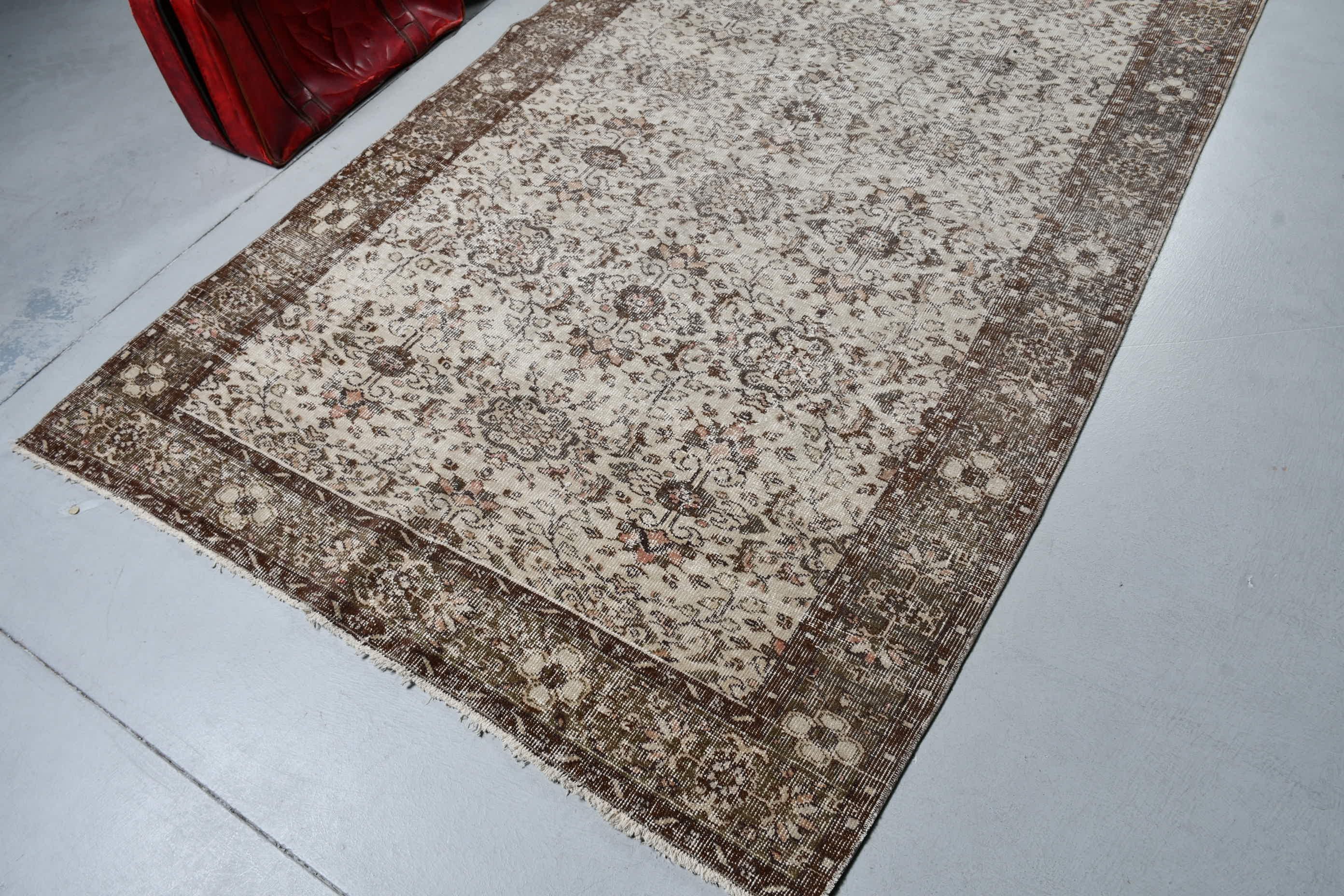 Türk Halısı, Kahverengi Fas Halısı, Oushak Halısı, Salon Halısı, Vintage Halı, Yemek Odası Halısı, Aztek Halısı, Yatak Odası Halısı, 4,7x8,7 ft Büyük Halı