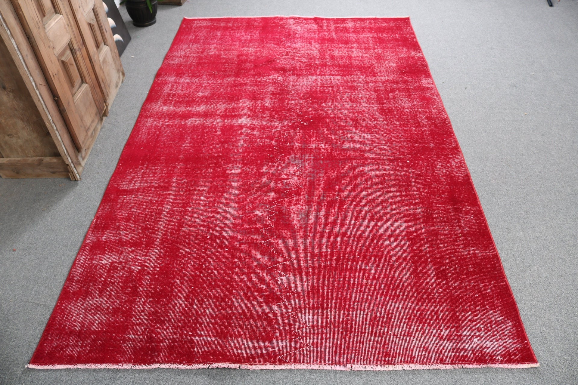 Nursery Rug, 4.9x7.9 ft Area Rug, Red Geometric Rug, Oushak Rug, Oushak Area Rug, Turkish Rugs, Rugs for Area, Handwoven Rug, Vintage Rugs