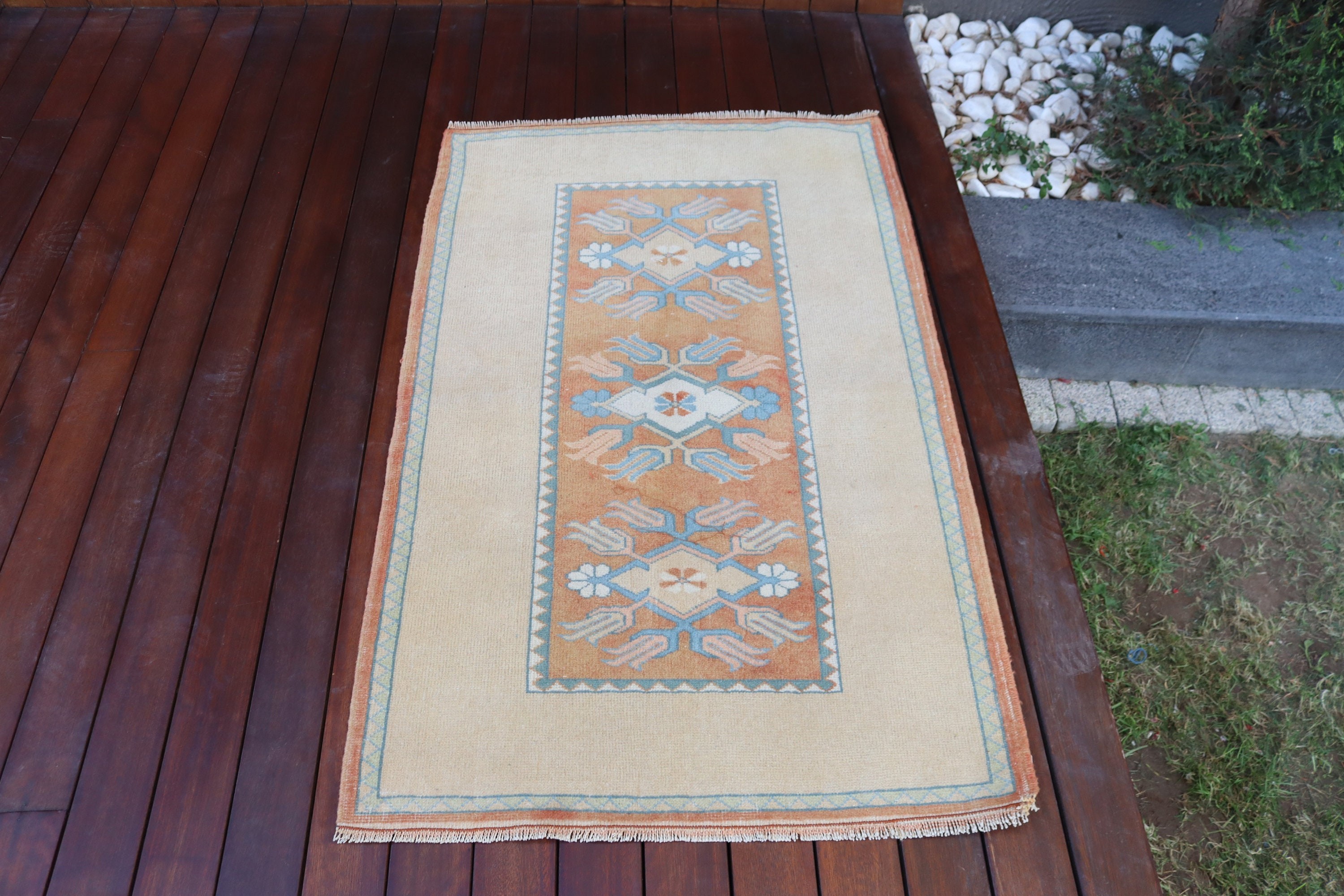 Wall Hanging Rug, Turkish Rugs, Boho Rugs, Vintage Rug, Kitchen Rug, 2.6x4.1 ft Small Rugs, Floor Rugs, Beige Modern Rugs, Geometric Rugs