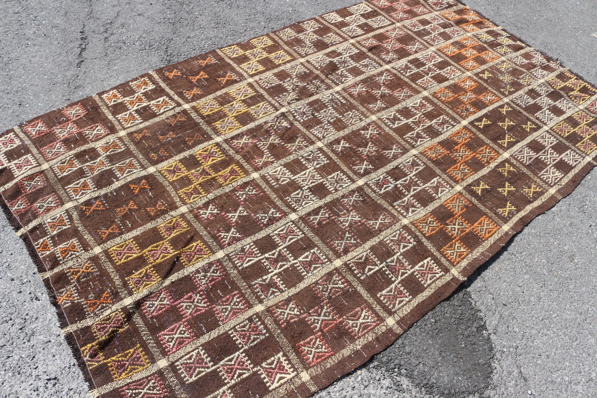 Cool Rugs, Turkish Rug, Indoor Rug, Nursery Rug, 4.5x7.9 ft Area Rug, Kilim, Rugs for Bedroom, Kitchen Rugs, Vintage Rug, Beige Wool Rug