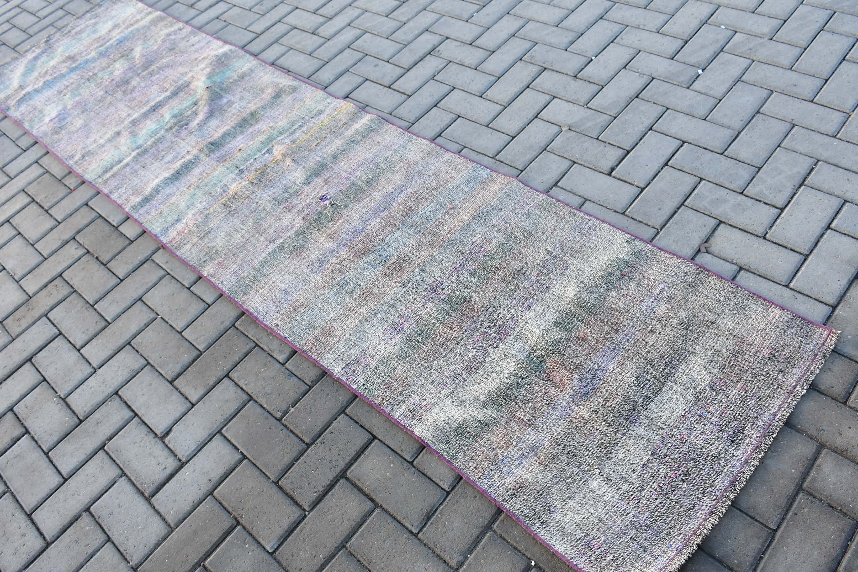 Koşucu Halıları, Koridor Halısı, Yün Halı, Merdiven Halısı, Vintage Halılar, Kilim, Mor Soğuk Halı, 2,5x10,3 ft Koşucu Halısı, Soğuk Halı, Türk Halısı