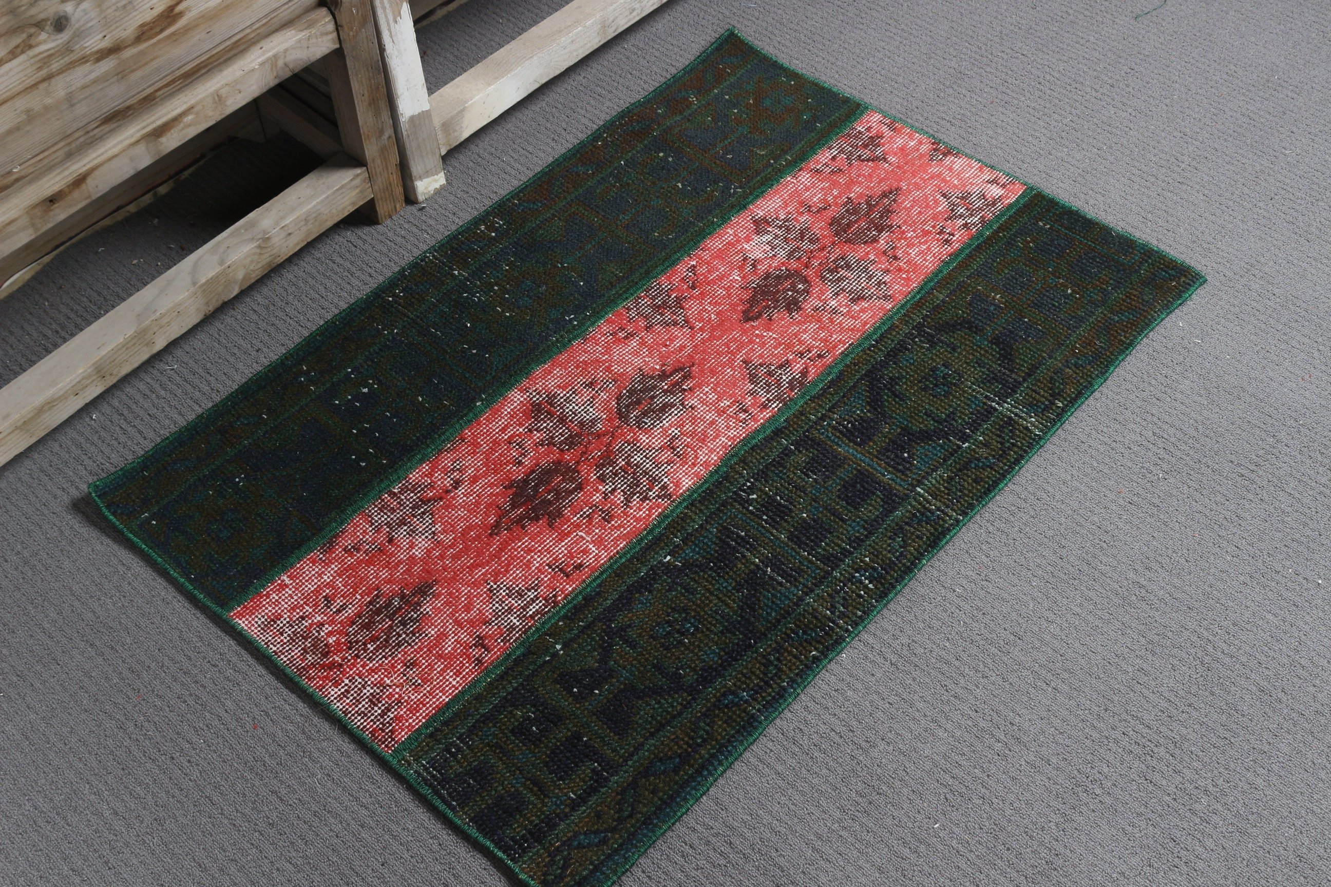 Vintage Halı, Türk Halıları, Giriş Halıları, 2,2x3,1 ft Küçük Halı, Mutfak Halısı, Giriş Halısı, Oushak Halısı, Pembe Havalı Halılar, Ev Dekorasyonu Halıları