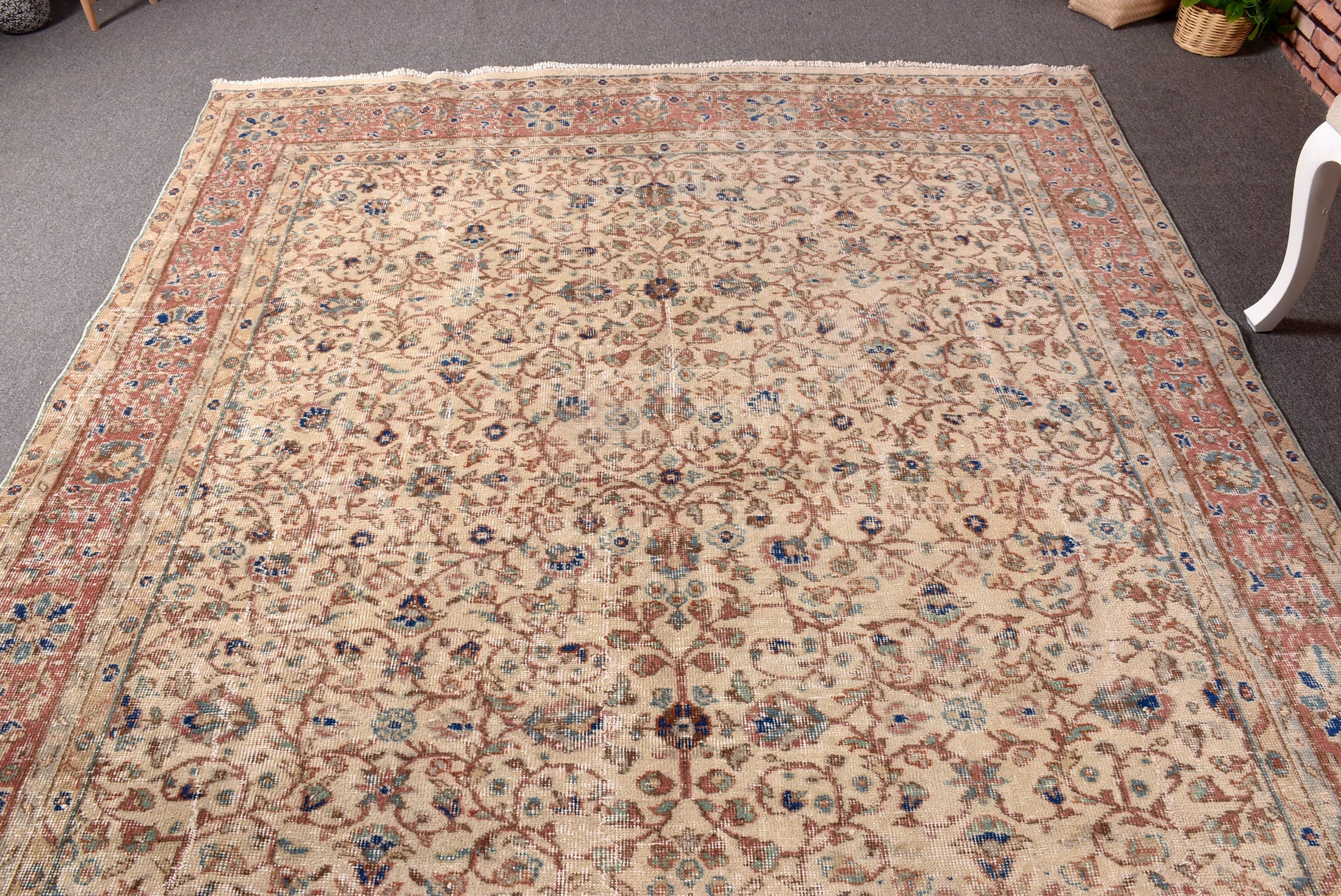 Yemek Odası Halıları, Havalı Halı, Boho Halı, Kırmızı Ev Dekorasyonu Halısı, 7x9.8 ft Büyük Halı, Mutfak Halıları, Oturma Odası Halısı, Türk Halıları, Vintage Halı