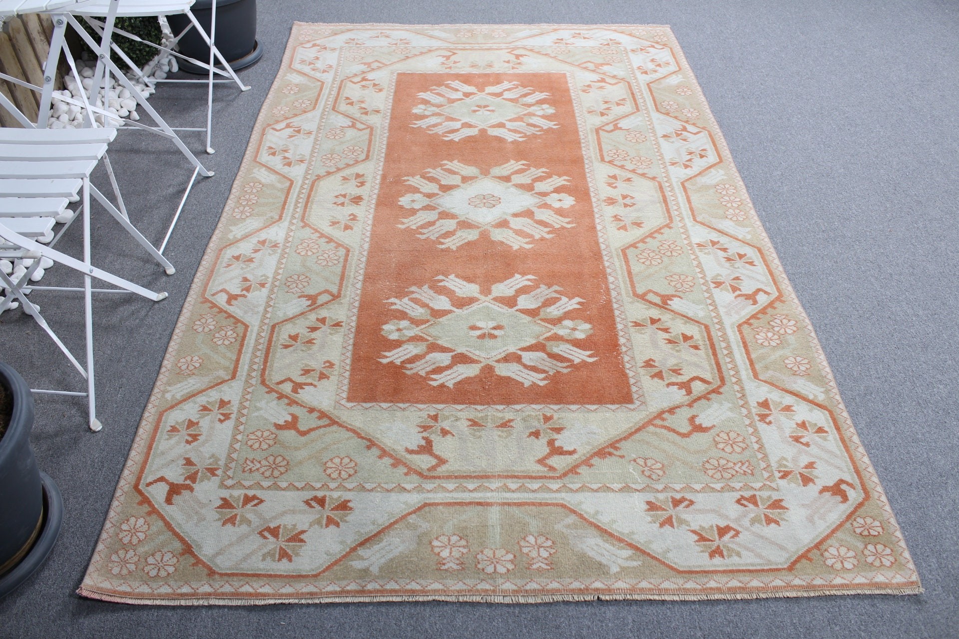 Beige Moroccan Rugs, Vintage Rugs, Boho Rug, Turkish Rug, Salon Rugs, Antique Rug, Home Decor Rug, Bedroom Rug, 5.1x7.9 ft Large Rugs