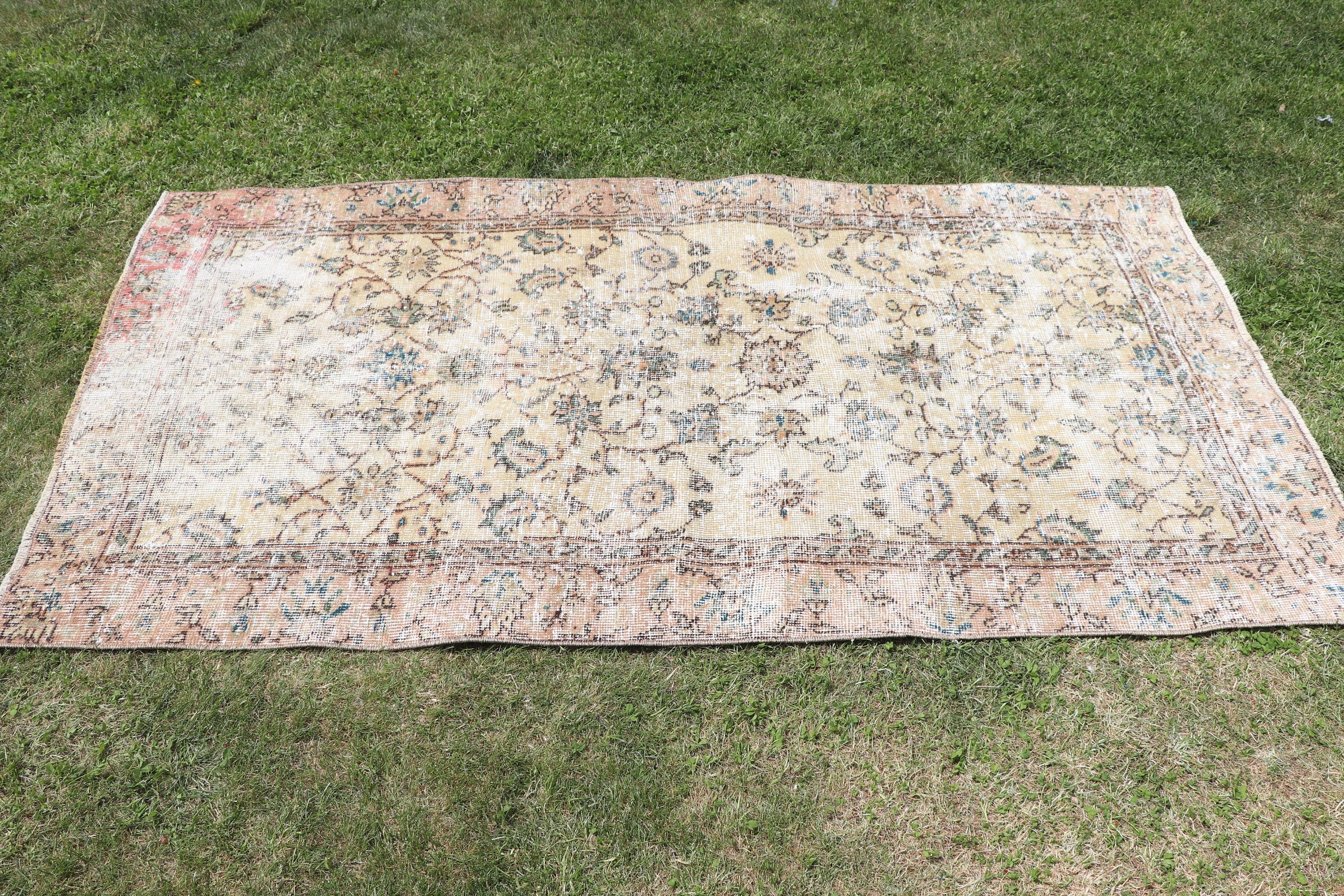 Turkey Rug, Vintage Rugs, Decorative Rugs, Turkish Rugs, Beige Cool Rug, Rugs for Decorative, 3.3x6.2 ft Accent Rugs, Antique Rug, Wool Rug