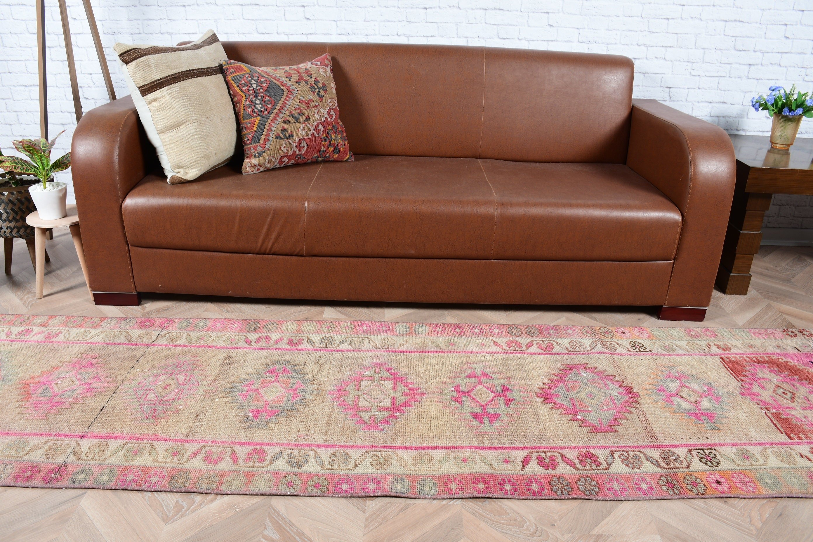 Koridor Halıları, Vintage Halı, Soğuk Halı, Mutfak Halısı, Türk Halısı, Yün Halısı, Yeşil Yün Halısı, 2.4x9.5 ft Runner Halısı, El Yapımı Yün Halısı