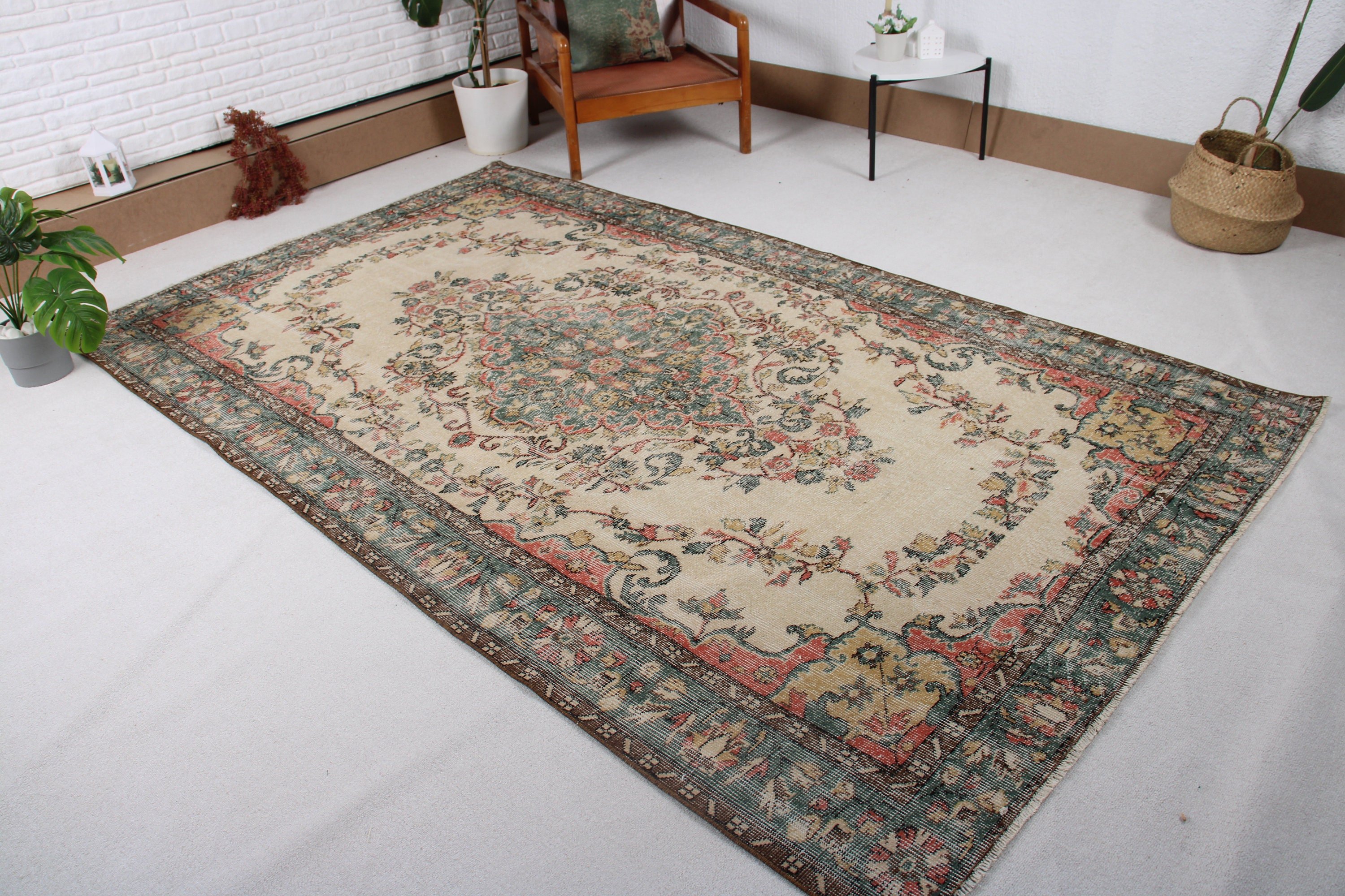 Bedroom Rugs, Turkey Rug, Oushak Rug, Dining Room Rugs, Turkish Rug, Modern Rug, Vintage Rugs, 5.6x9.3 ft Large Rug, Beige Oushak Rug