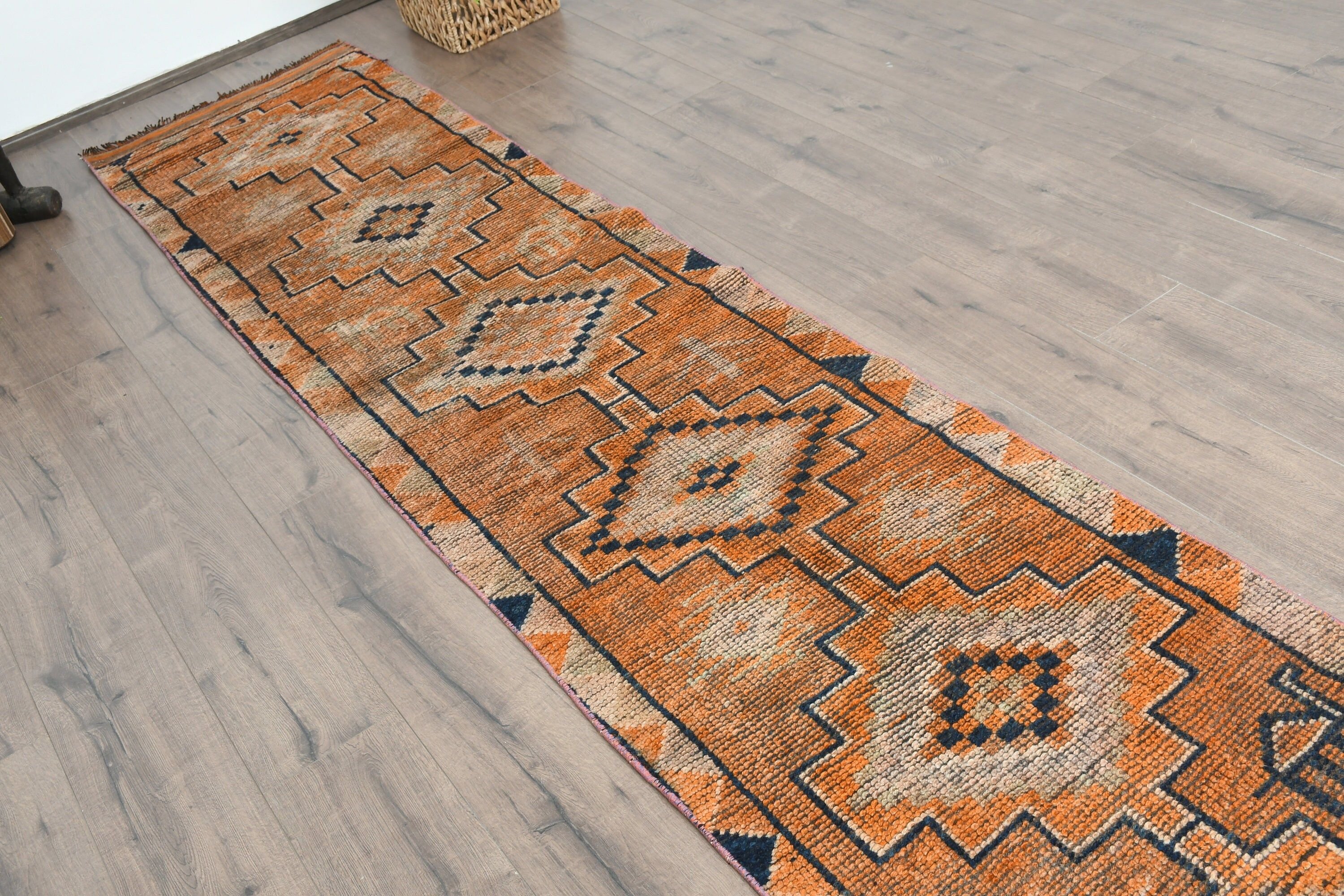 Corridor Rugs, Brown Bedroom Rugs, Floor Rug, Bedroom Rug, Stair Rug, Turkish Rug, Vintage Rugs, 2.4x11.4 ft Runner Rug, Rugs for Hallway