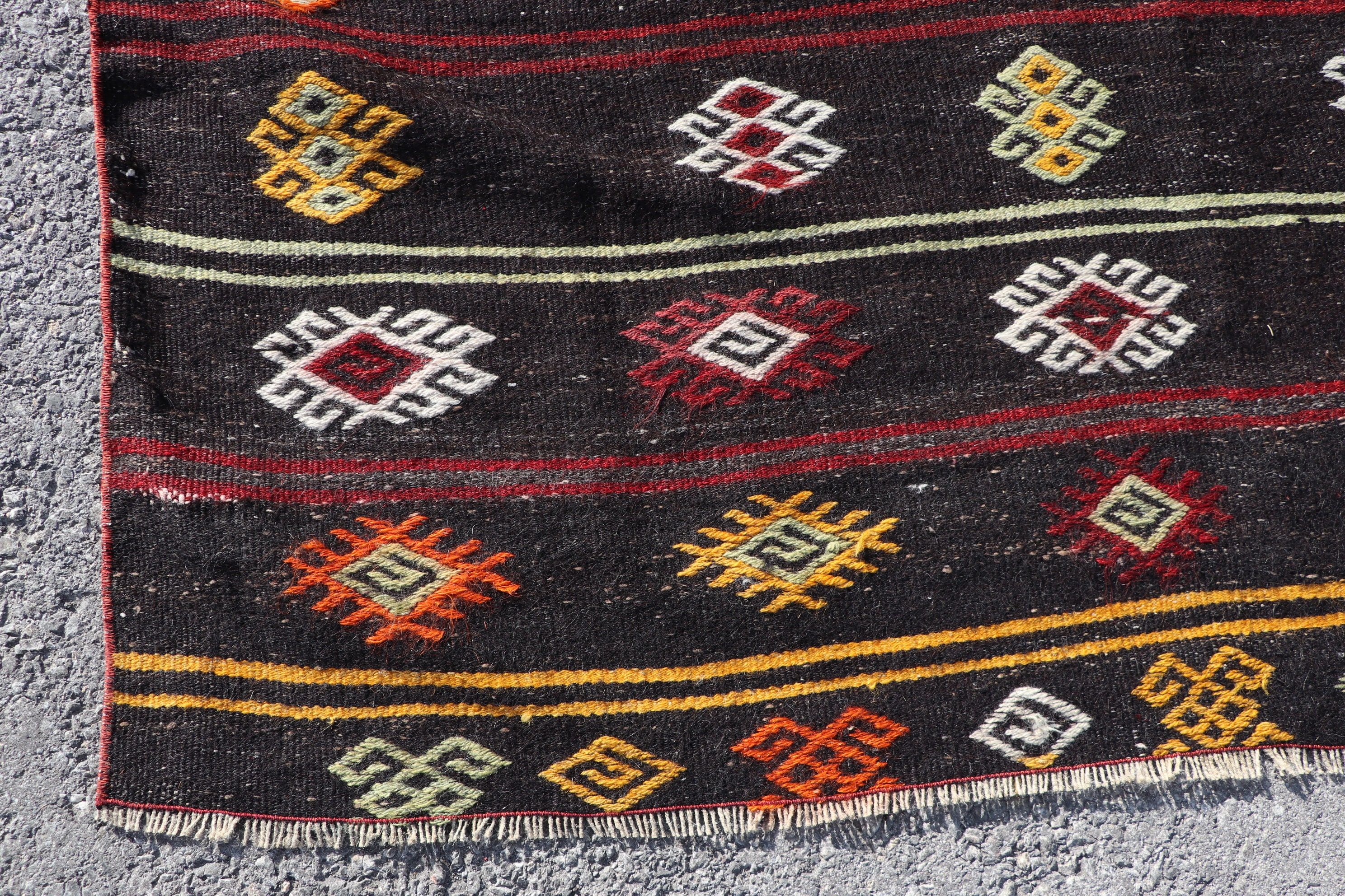 Salon Halıları, Yatak Odası Halısı, Türkiye Halıları, Salon Halıları, Türk Halıları, Kilim, 6x13.6 ft Büyük Boy Halılar, Siyah Oushak Halı, Oushak Halı, Vintage Halılar