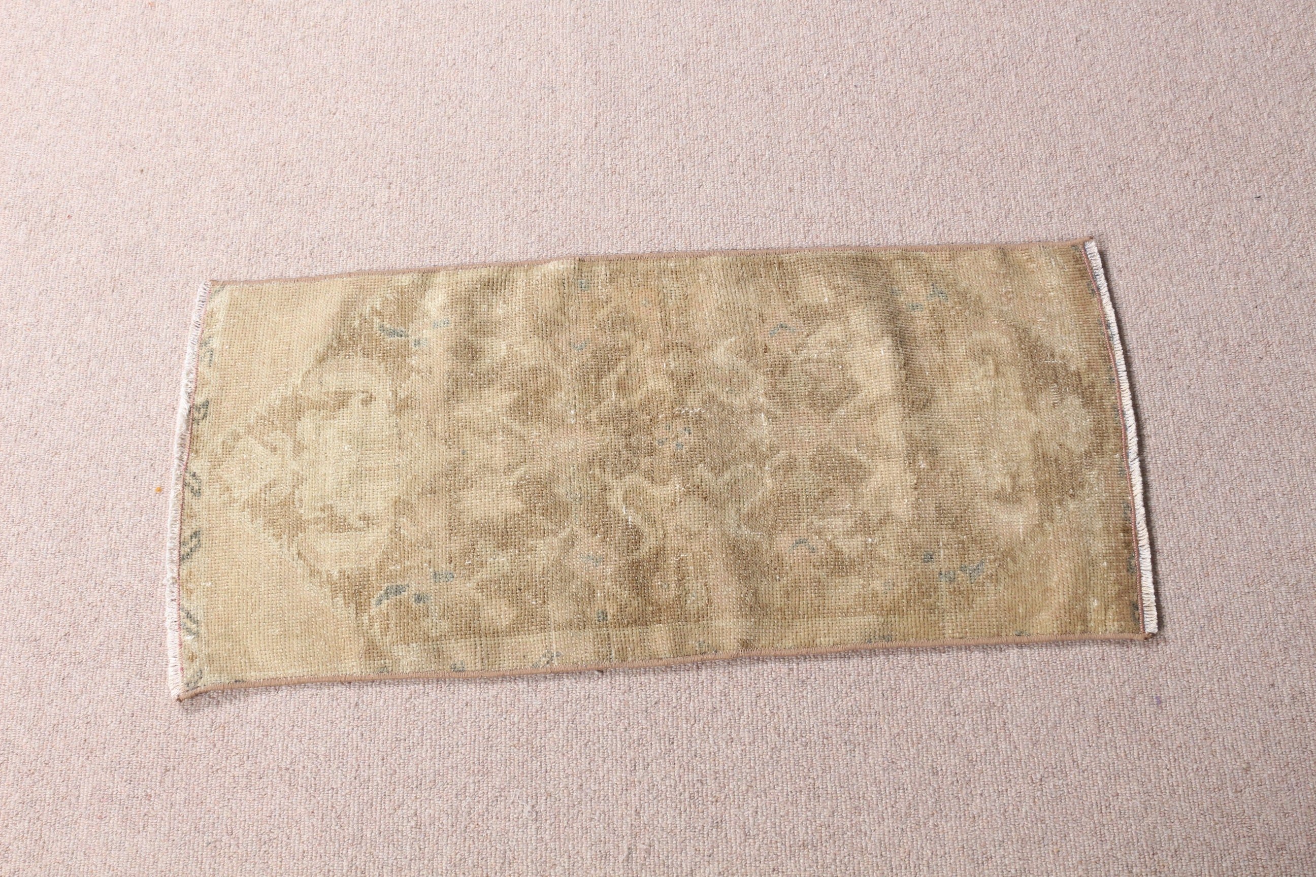 Türk Halısı, Çocuk Halısı, Duvara Asma Halılar, Vintage Halılar, Giriş Halısı, Oushak Halısı, Kahverengi Oryantal Halı, 1.3x3 ft Küçük Halı