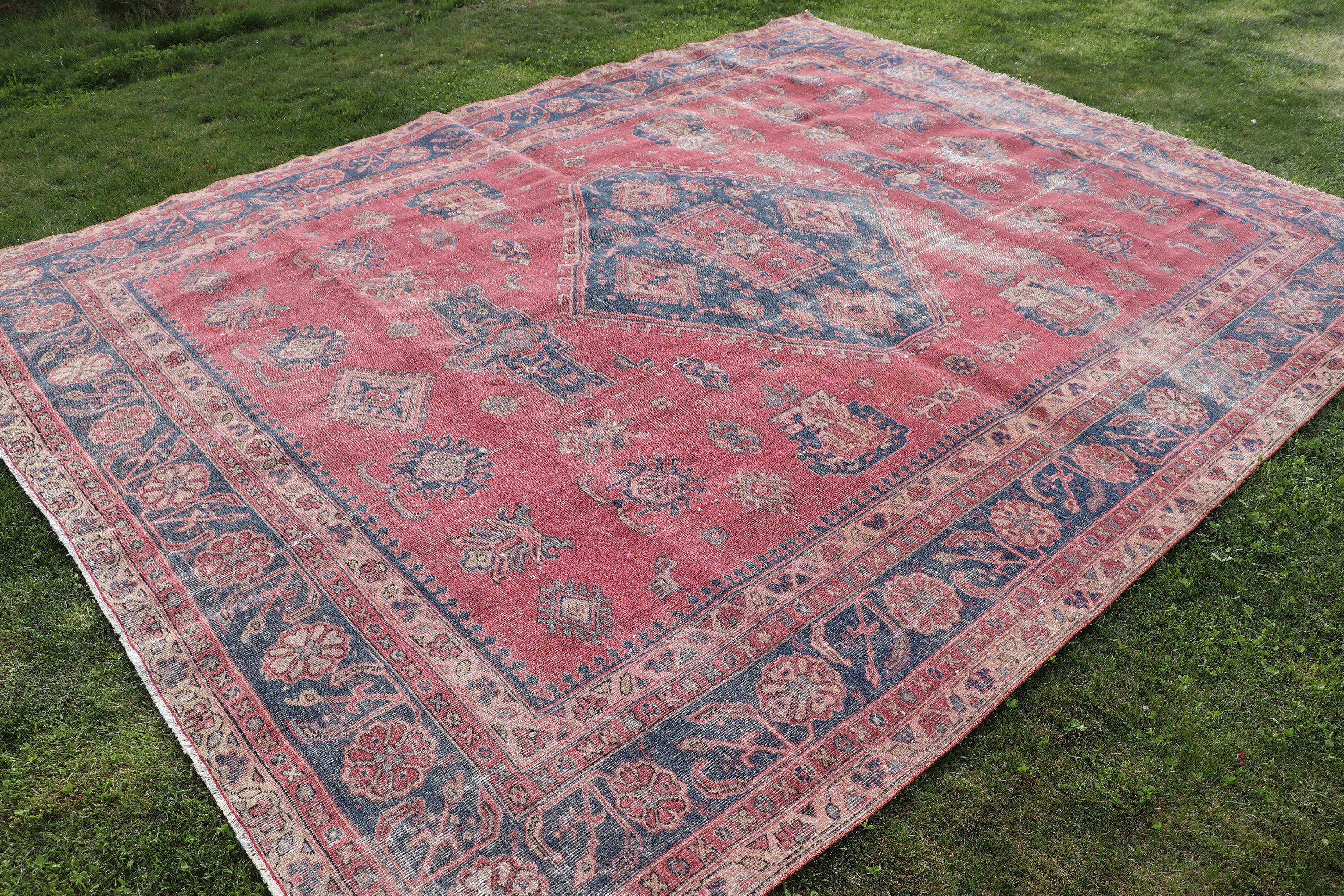 Antique Rugs, Oversize Vintage Rugs, 8.6x11 ft Oversize Rug, Living Room Rug, Vintage Rug, Turkish Rug, Red Luxury Rugs, Neutral Rugs