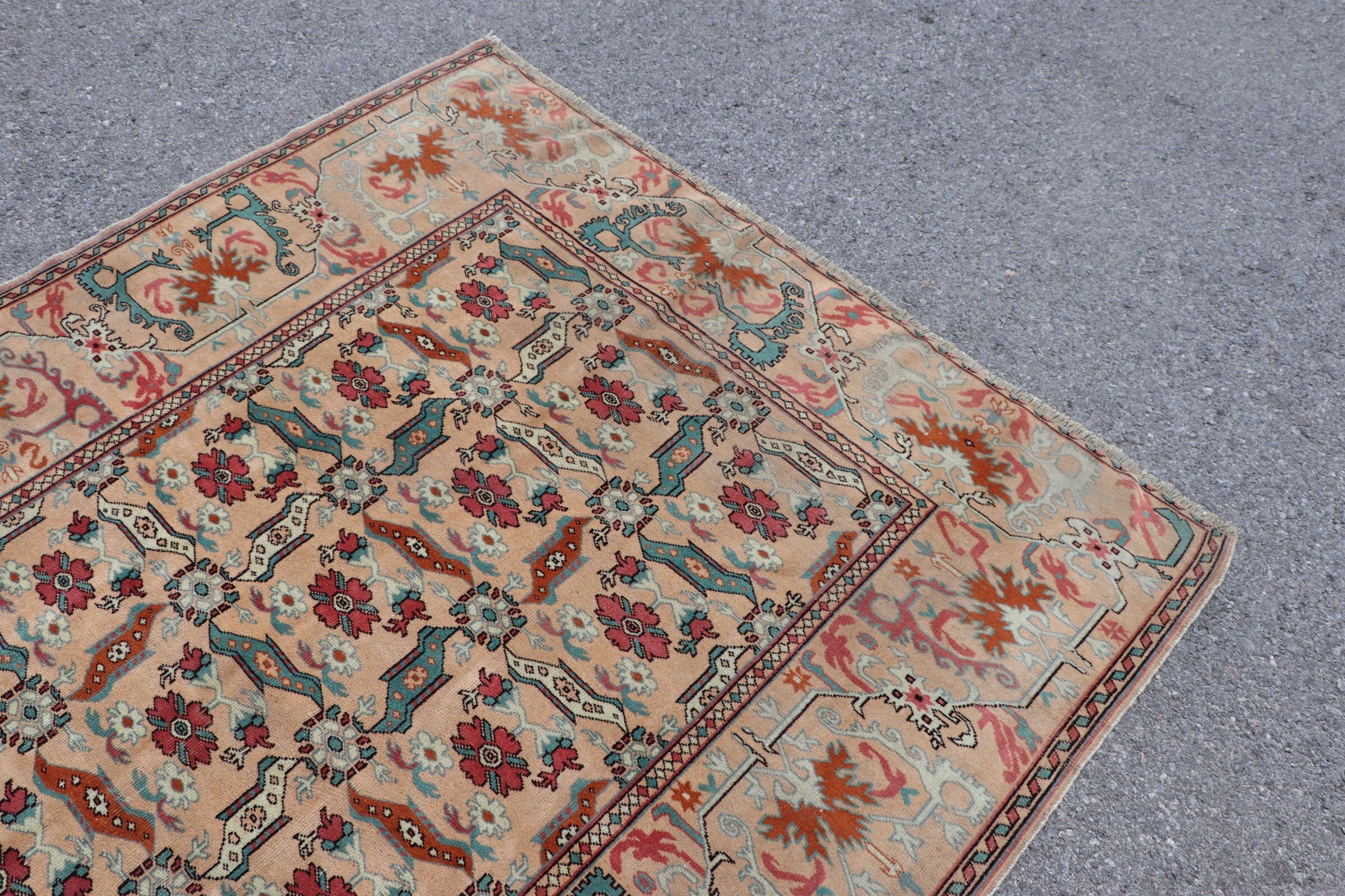 Rugs for Area, Kitchen Rug, Living Room Rug, Turkish Rug, Beige Oushak Rugs, Vintage Rug, 5.2x7 ft Area Rug, Nursery Rug, Antique Rugs