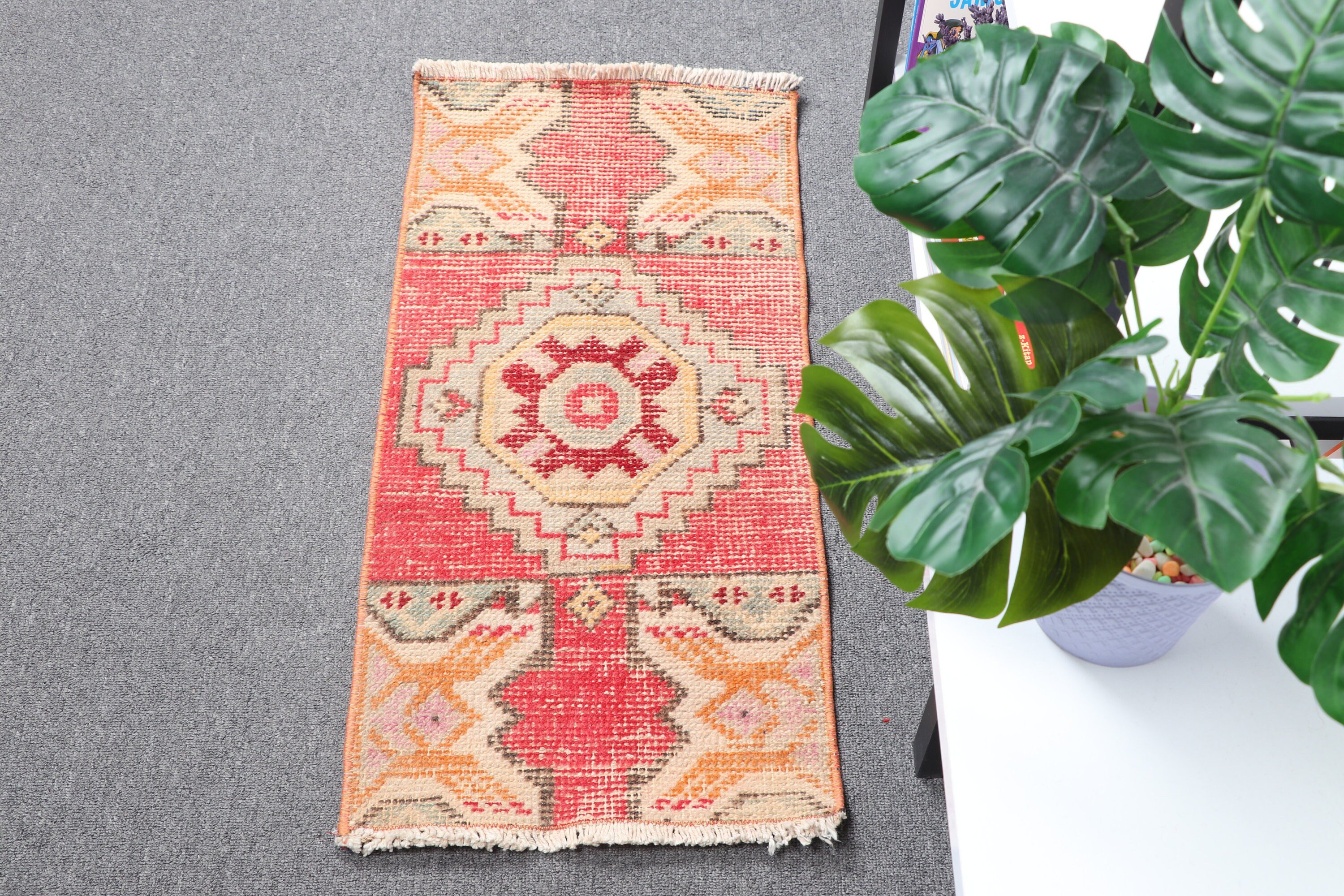 Cool Rug, Rugs for Bath, Turkish Rugs, Nursery Rug, Pink Antique Rugs, Vintage Rug, Entry Rug, 1.3x2.6 ft Small Rug, Dorm Rug