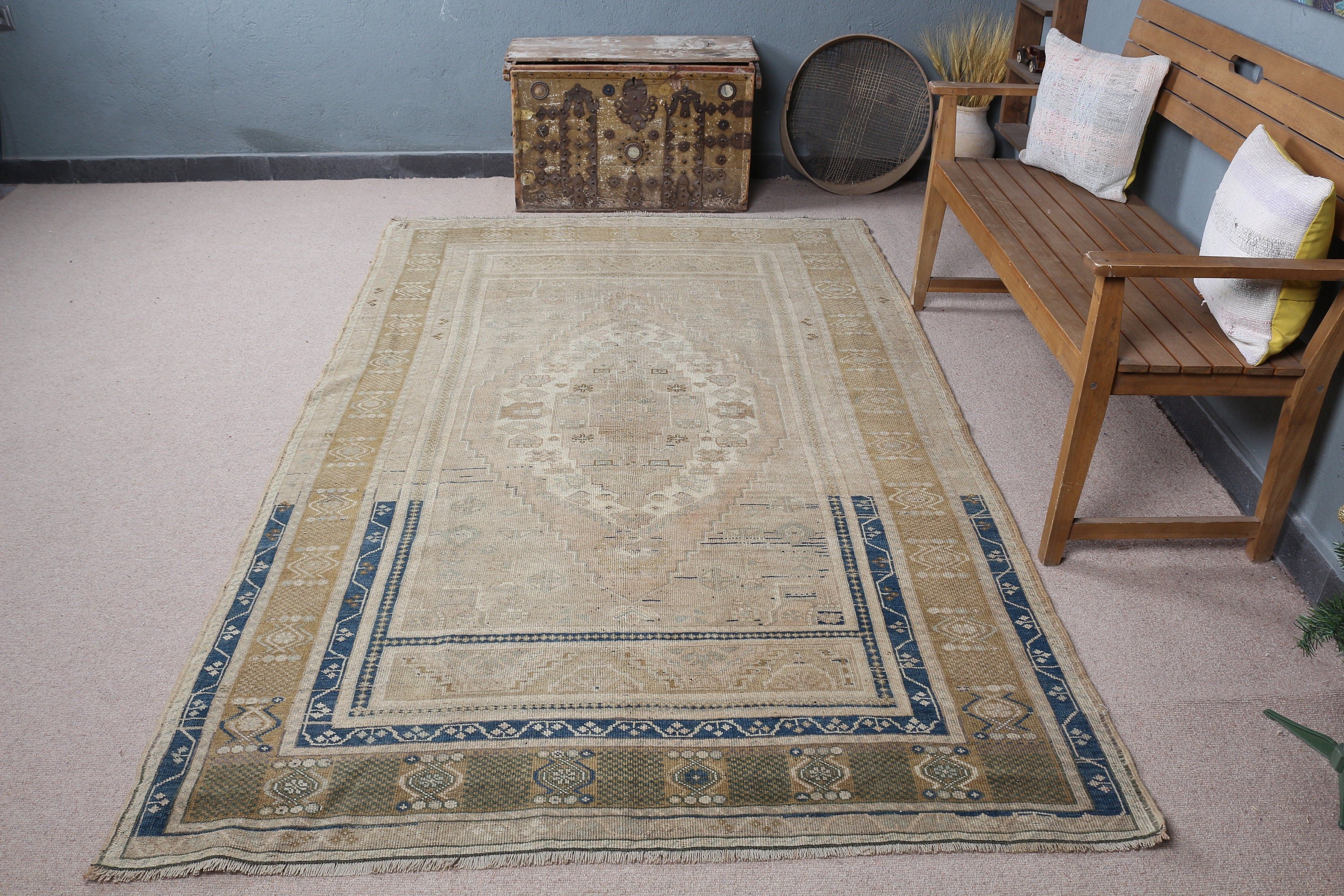 5.3x8.6 ft Large Rug, Brown Wool Rug, Salon Rug, Turkish Rug, Rugs for Dining Room, Wool Rugs, Cool Rug, Vintage Rug, Dining Room Rugs