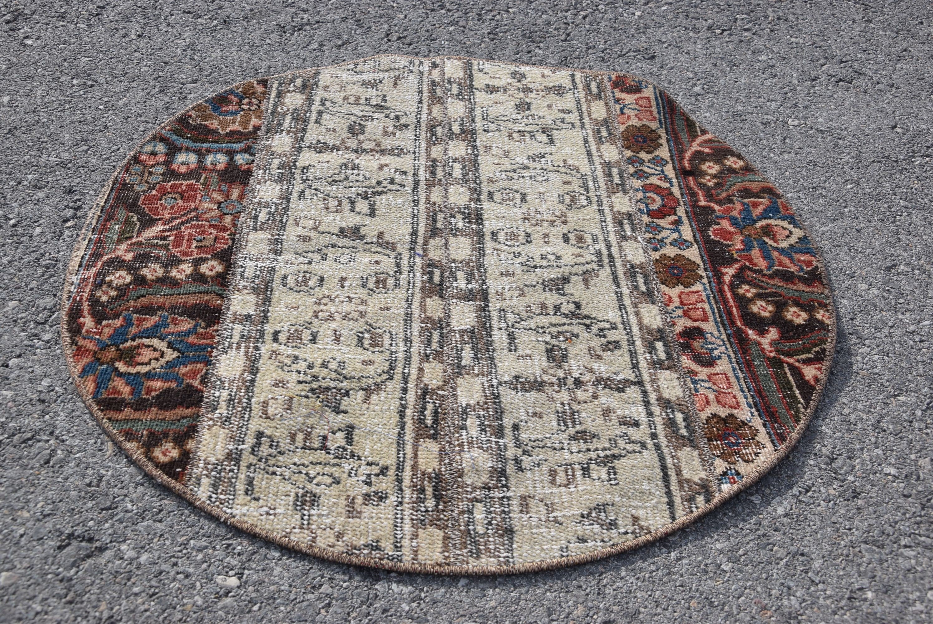 Nursery Rug, Oushak Rugs, Floor Rugs, 2.7x2.7 ft Small Rugs, Rugs for Kitchen, Turkish Rug, Beige Kitchen Rugs, Bedroom Rug, Vintage Rug