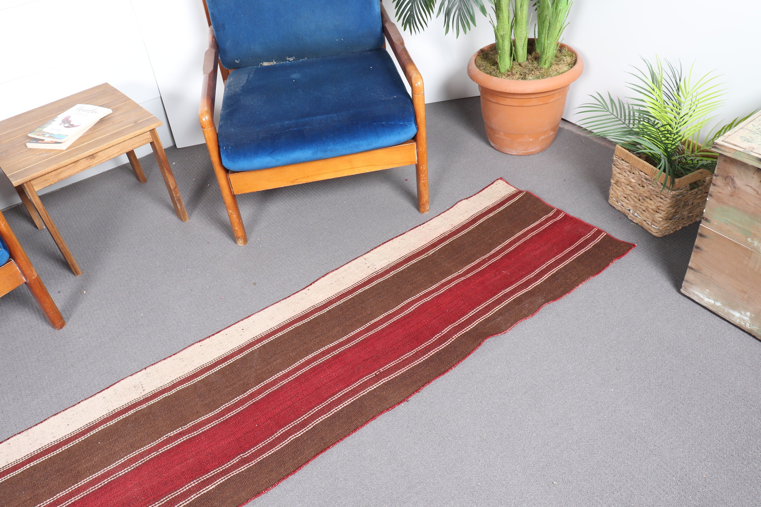 Muted Rug, Corridor Rug, Kilim, Floor Rug, Brown Bedroom Rugs, 1.8x8.7 ft Runner Rug, Turkish Rugs, Kitchen Rug, Vintage Rug, Stair Rugs