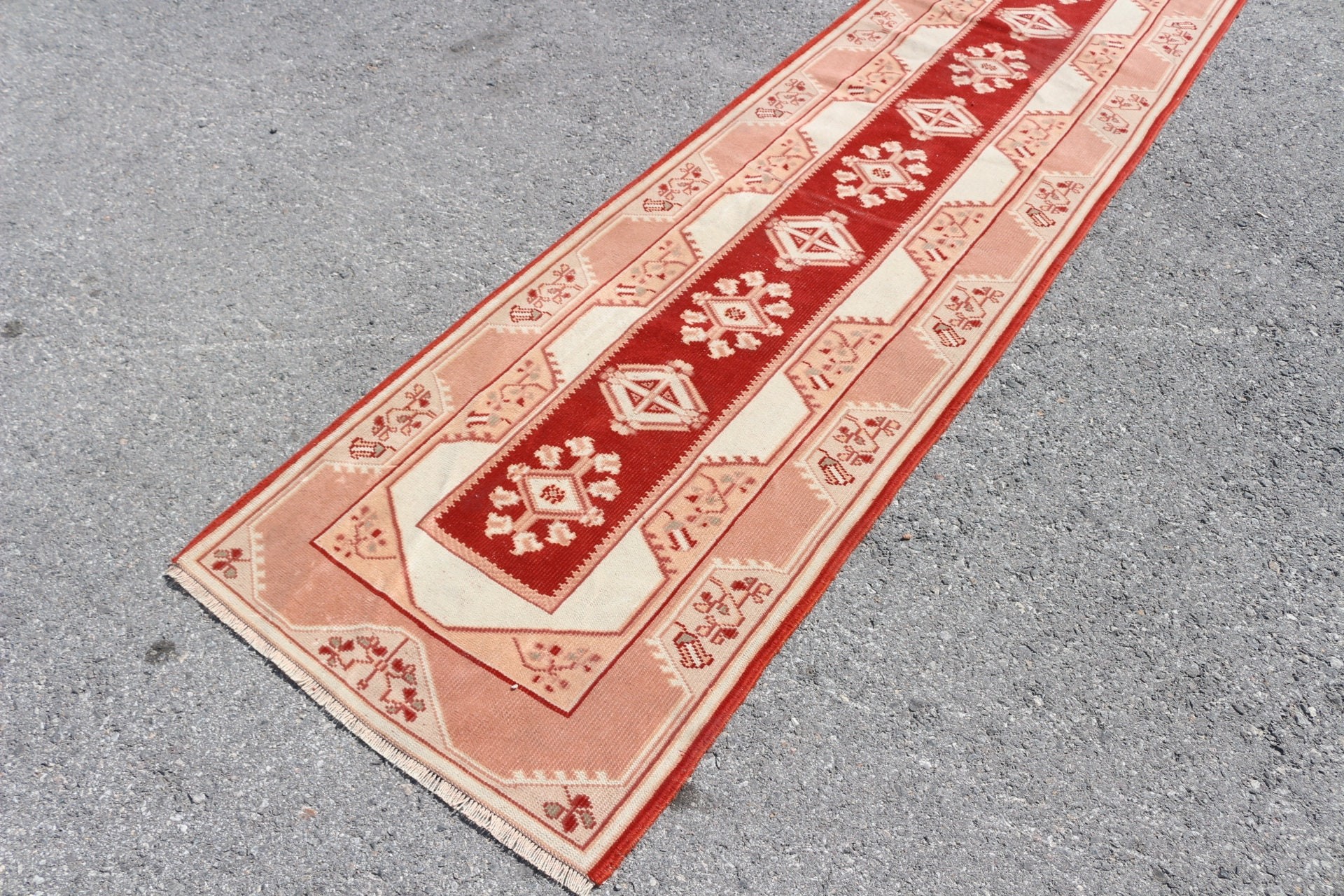 Rugs for Corridor, Vintage Rug, Red Antique Rug, Kitchen Rug, Turkish Rug, Muted Rug, Oriental Rug, 2.6x13 ft Runner Rug