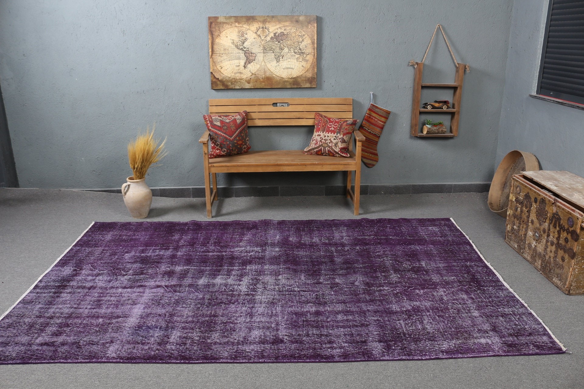 5.9x9.3 ft Large Rugs, Turkish Rug, Dining Room Rug, Cool Rugs, Purple Bedroom Rugs, Rugs for Salon, Tribal Rug, Vintage Rug