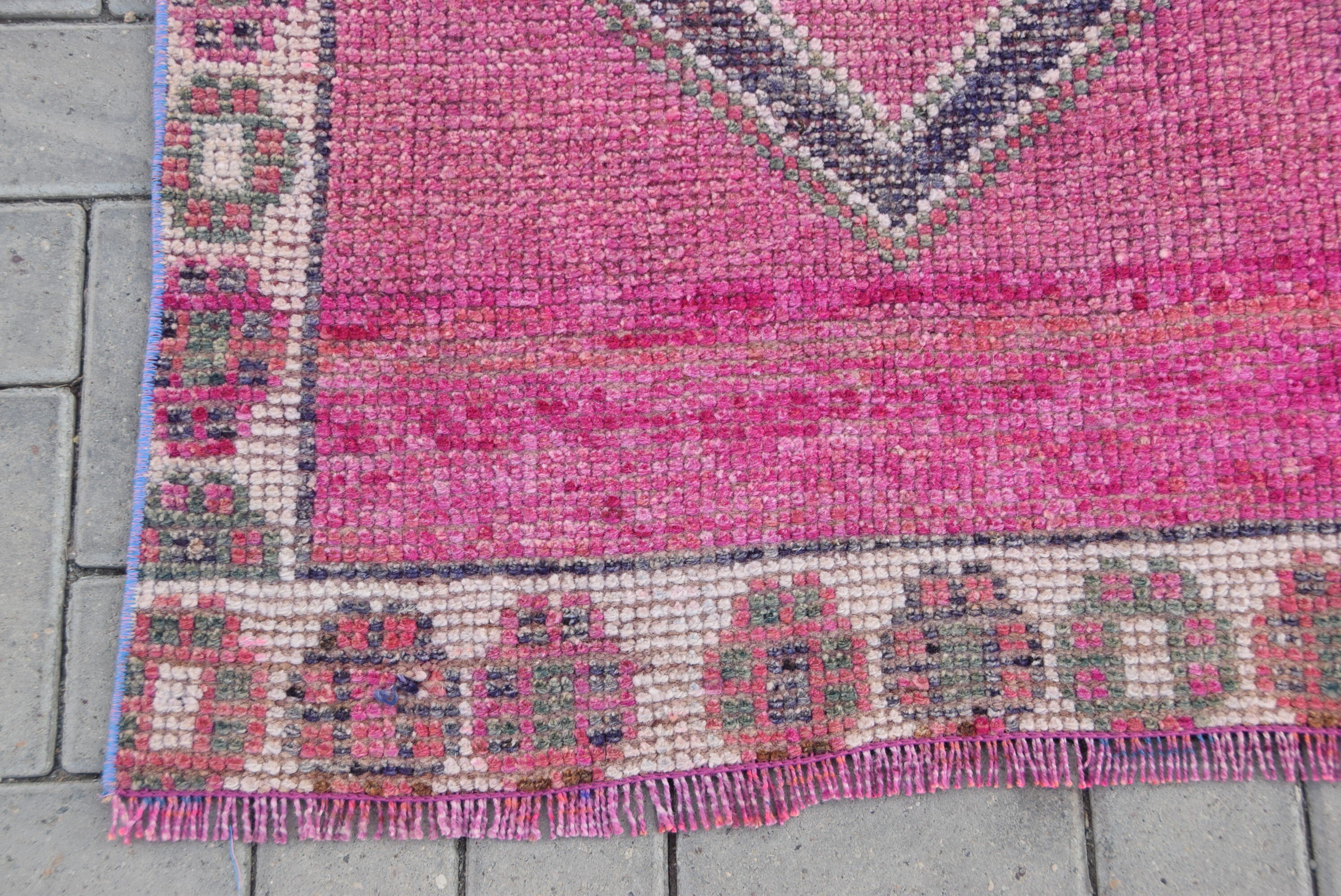 Vintage Rug, Antique Rug, Cool Rug, Turkish Rug, Corridor Rug, Pale Rug, Rugs for Kitchen, Pink Wool Rug, 2.6x8.8 ft Runner Rugs, Stair Rug
