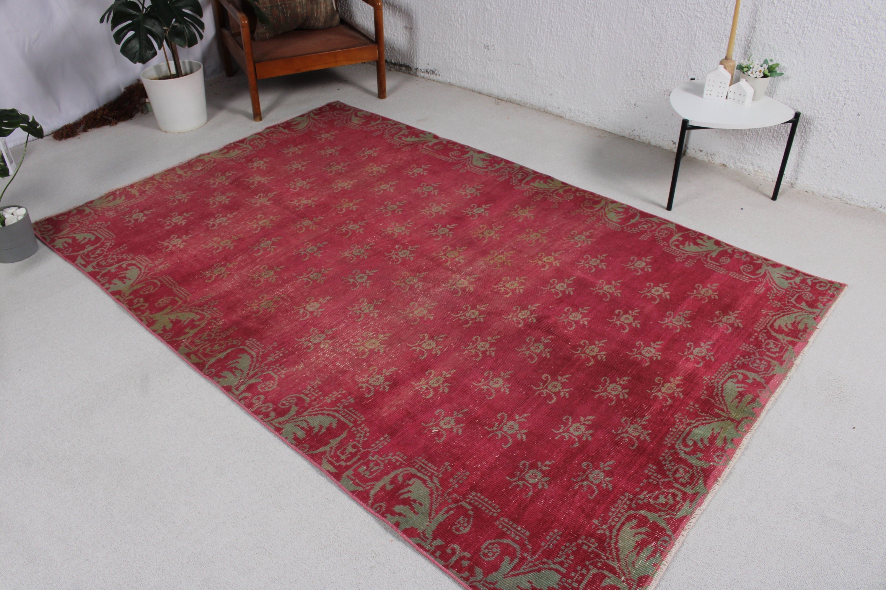 Ofis Halıları, 5.2x8 ft Büyük Halılar, Pembe Boho Halılar, Büyük Vintage Halı, Vintage Halı, Yemek Odası Halısı, Oryantal Halı, Nötr Halılar, Türk Halısı